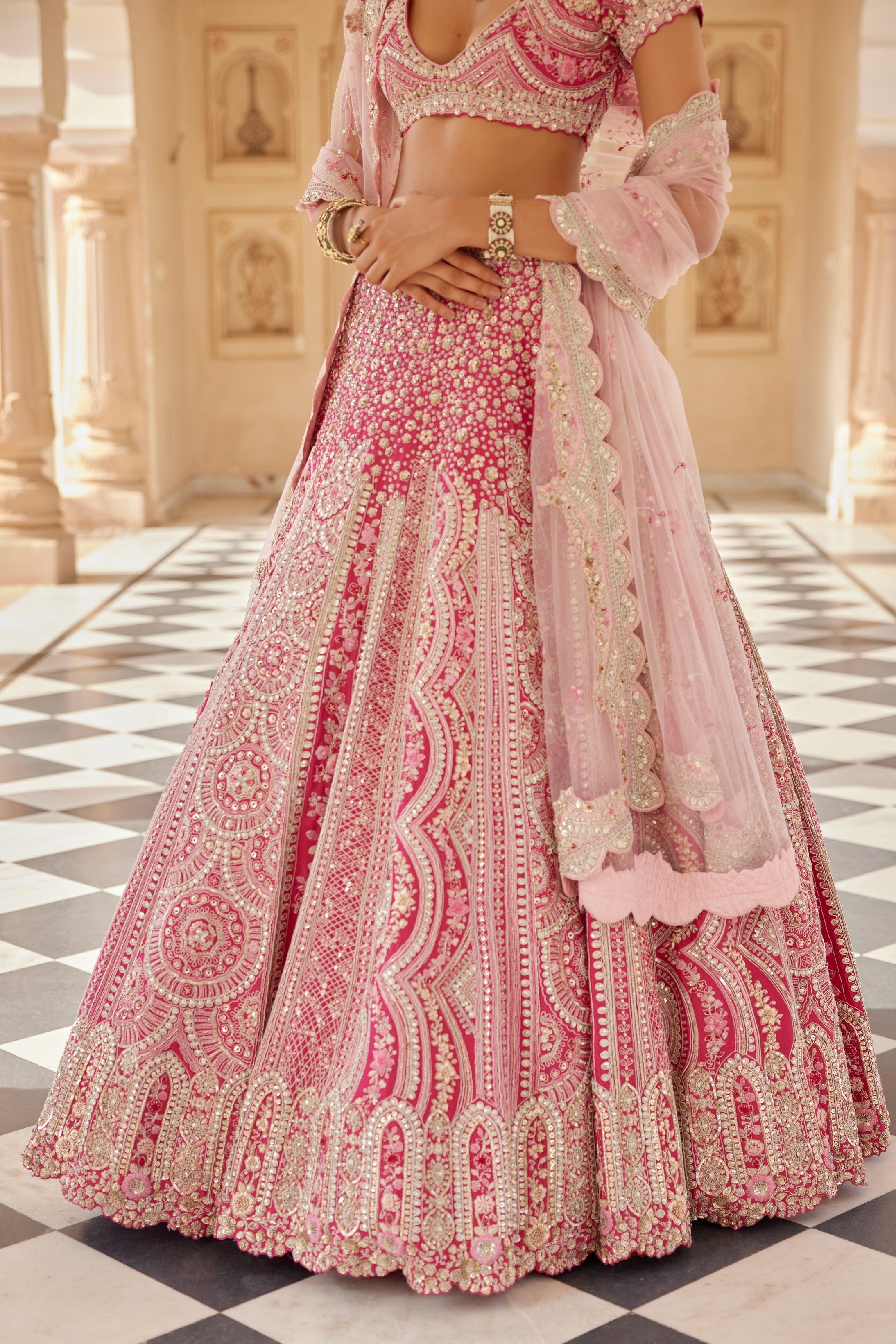 Scarlet Embroidered Lehenga