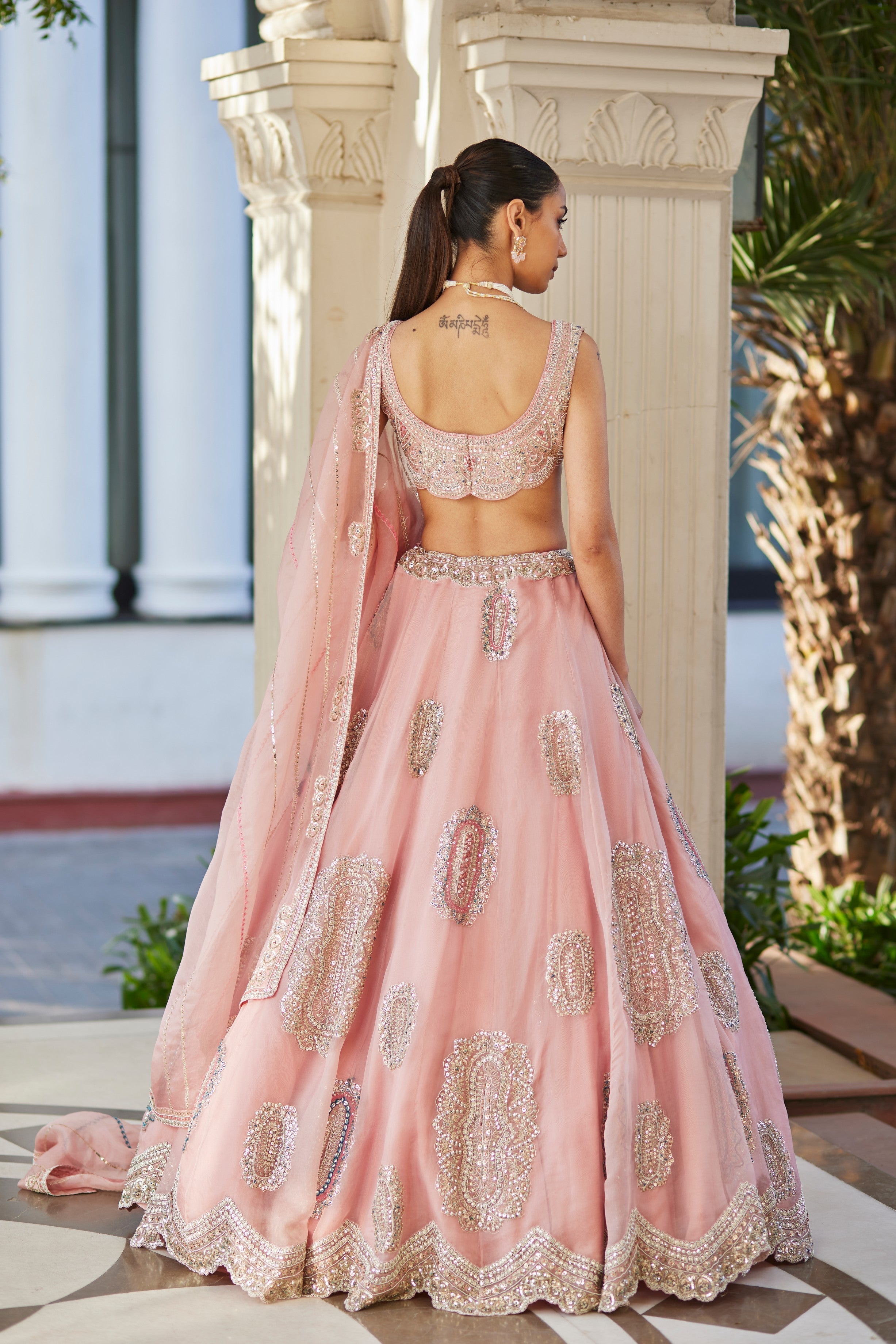 Soft Berry Motif Embroidered Lehenga