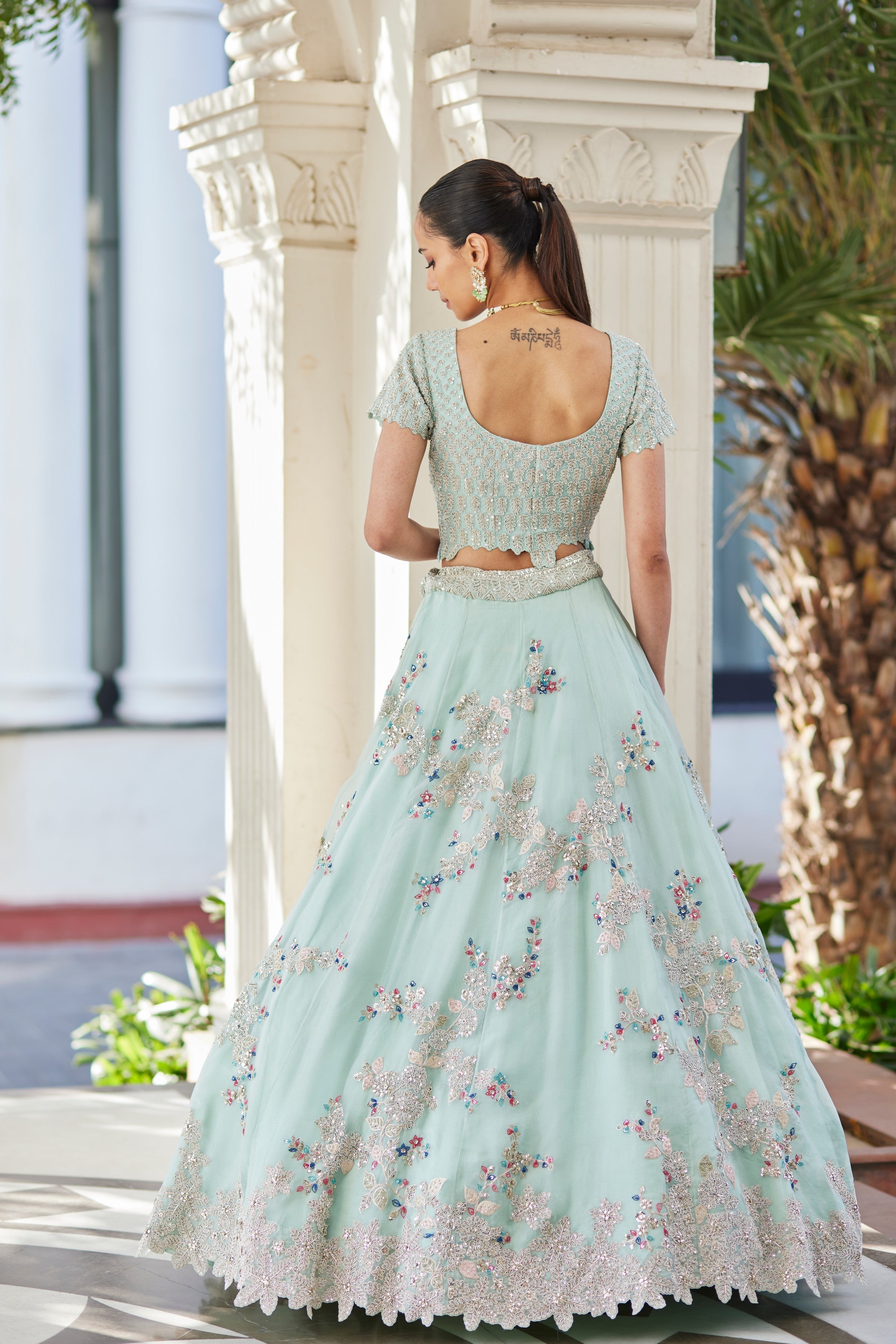 Pastel Blue Embroidered Lehenga