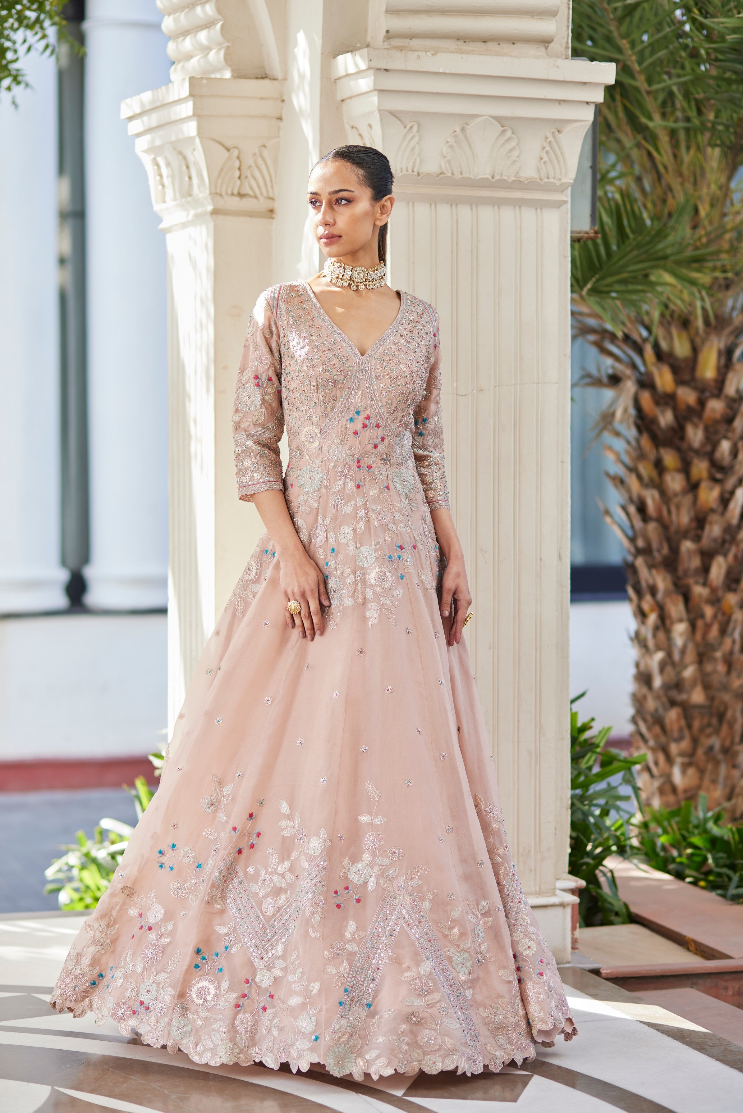 Dusty Rose Embroidered Gown