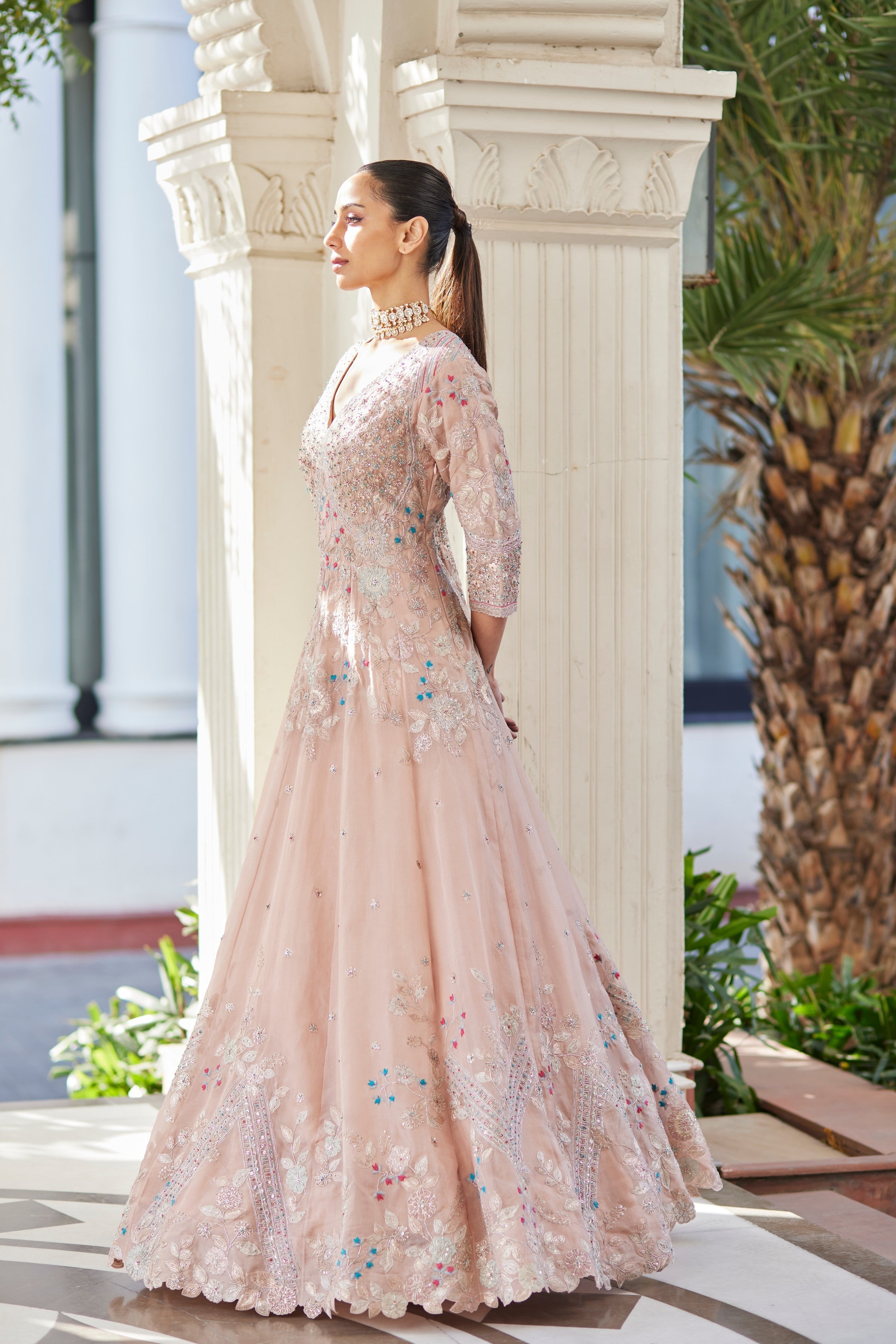 Dusty Rose Embroidered Gown