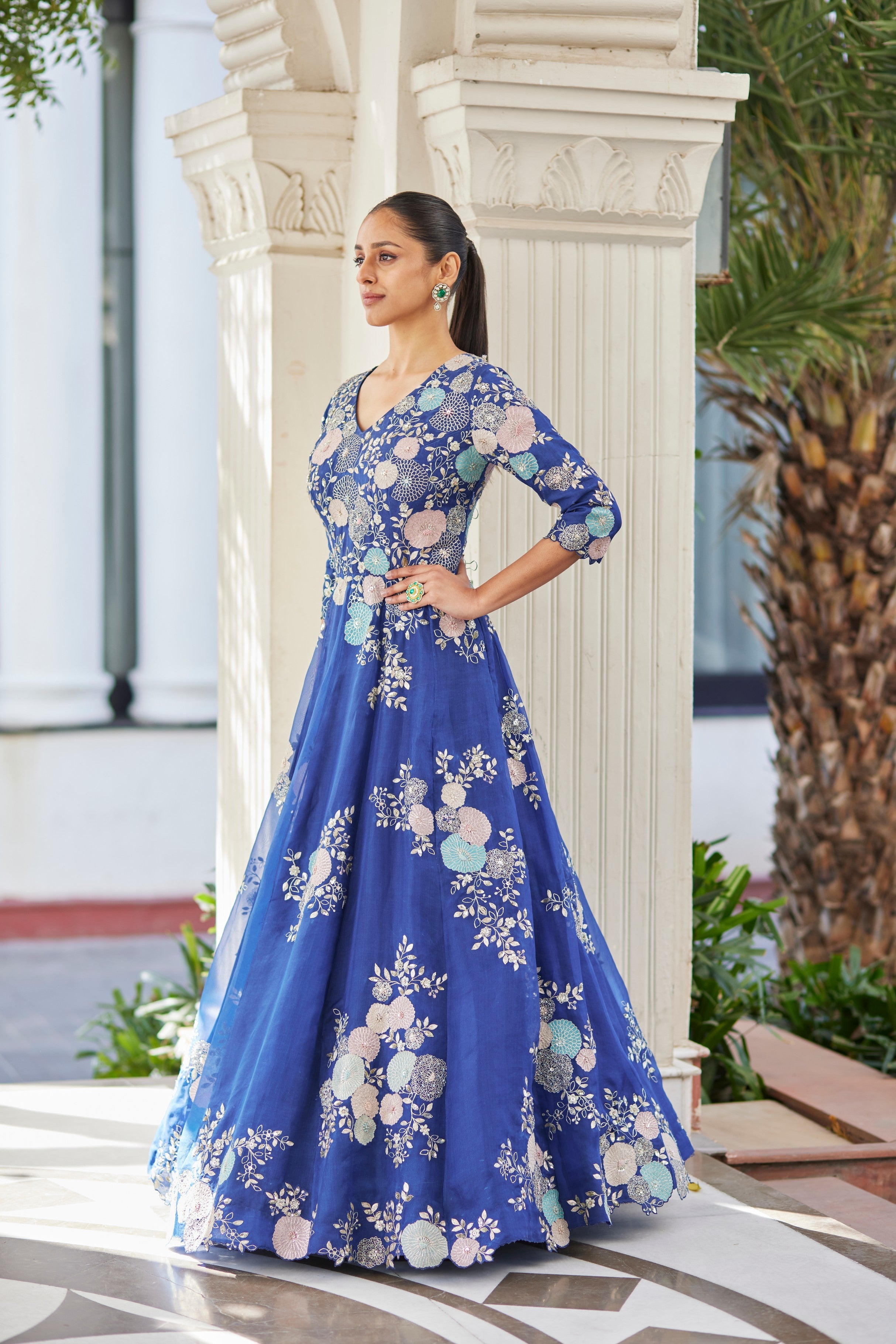 Midnight Blue Embroidered Gown