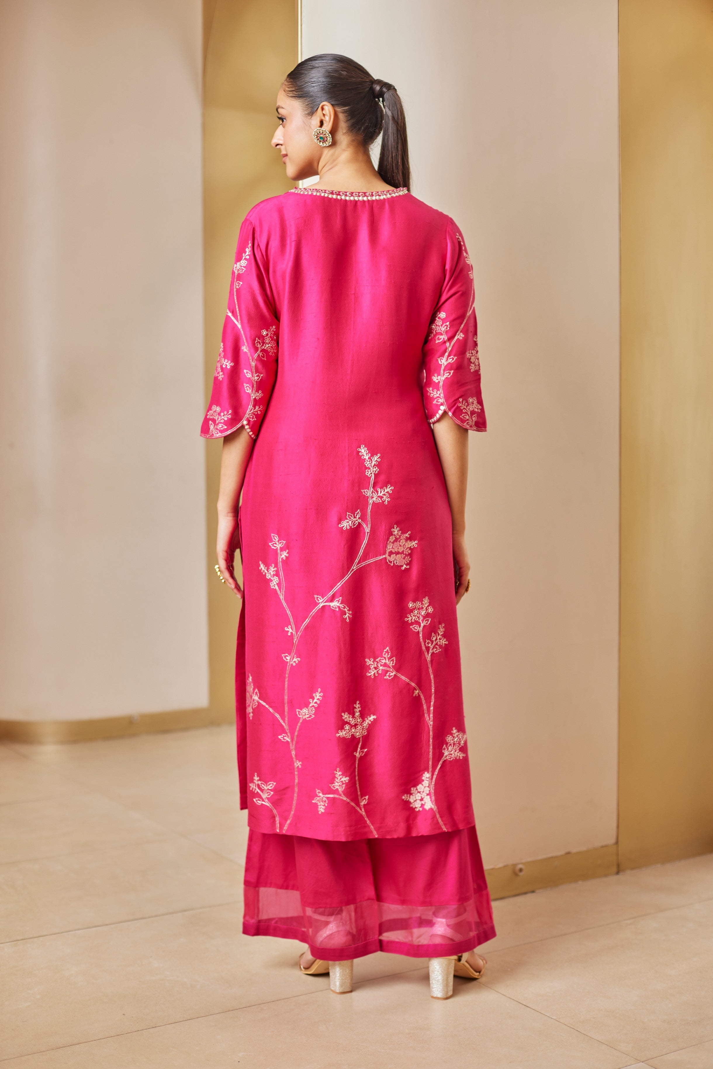 Scarlet Embroidered Straight Suit