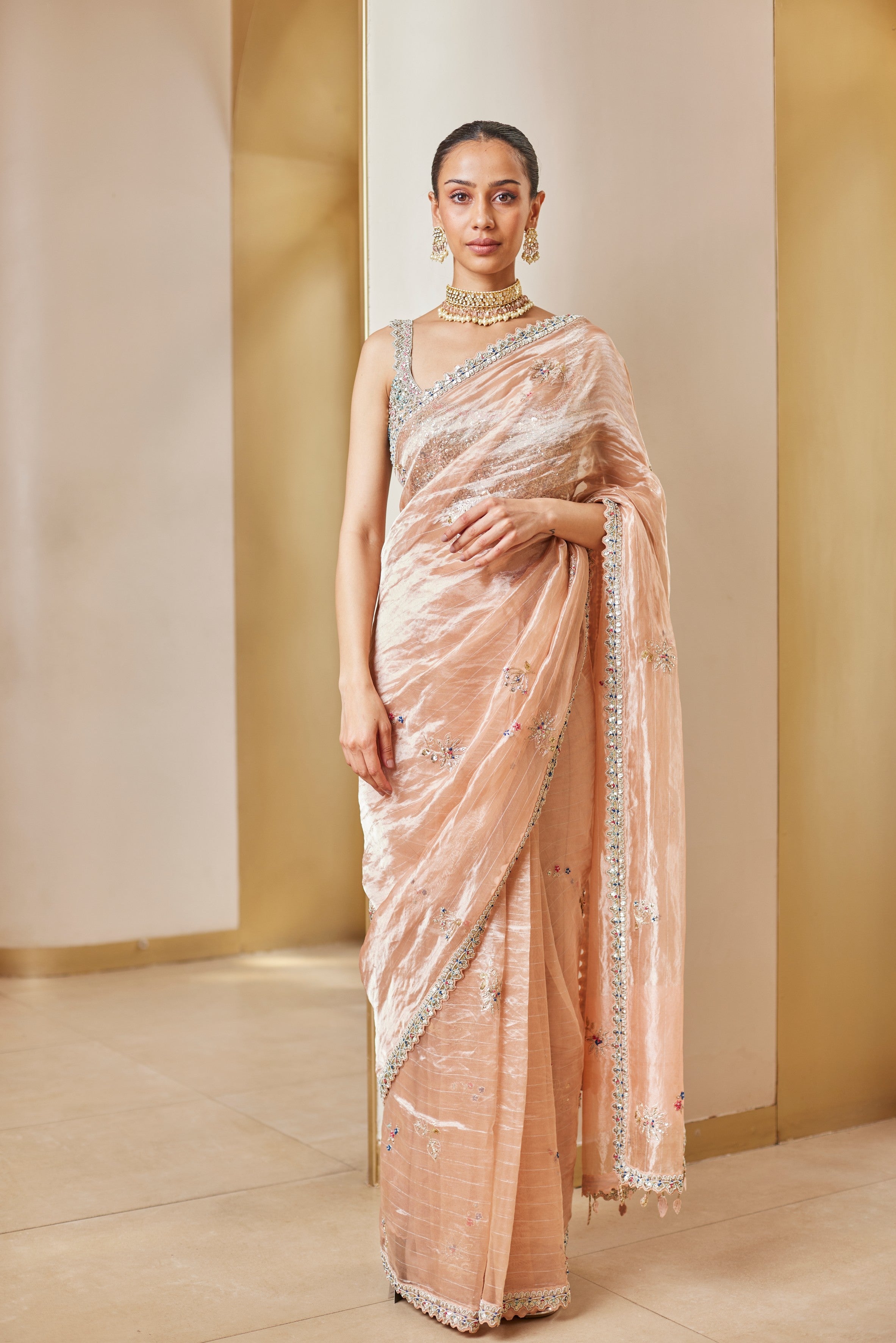 Sepia Rose Embroidered Saree