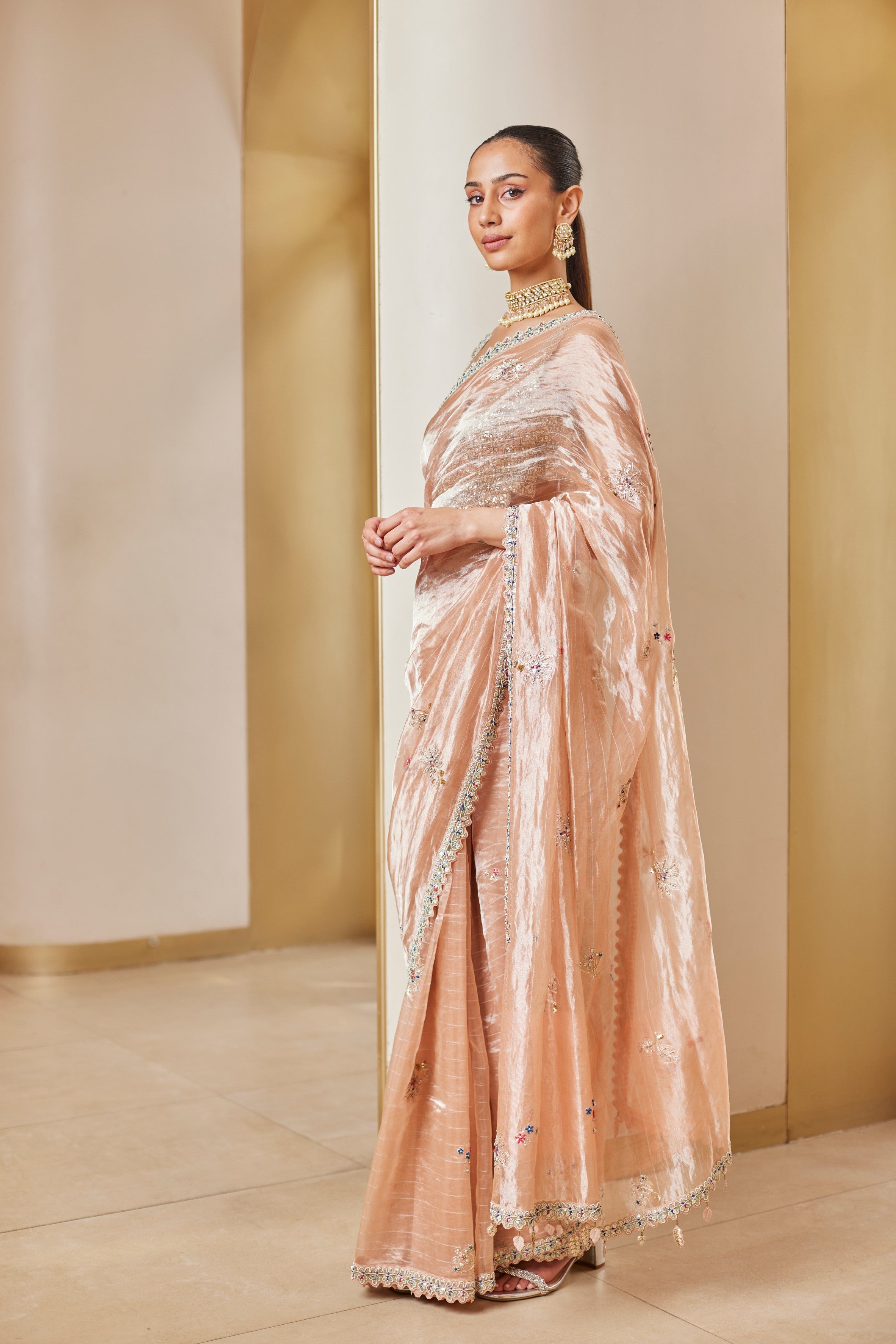 Sepia Rose Embroidered Saree