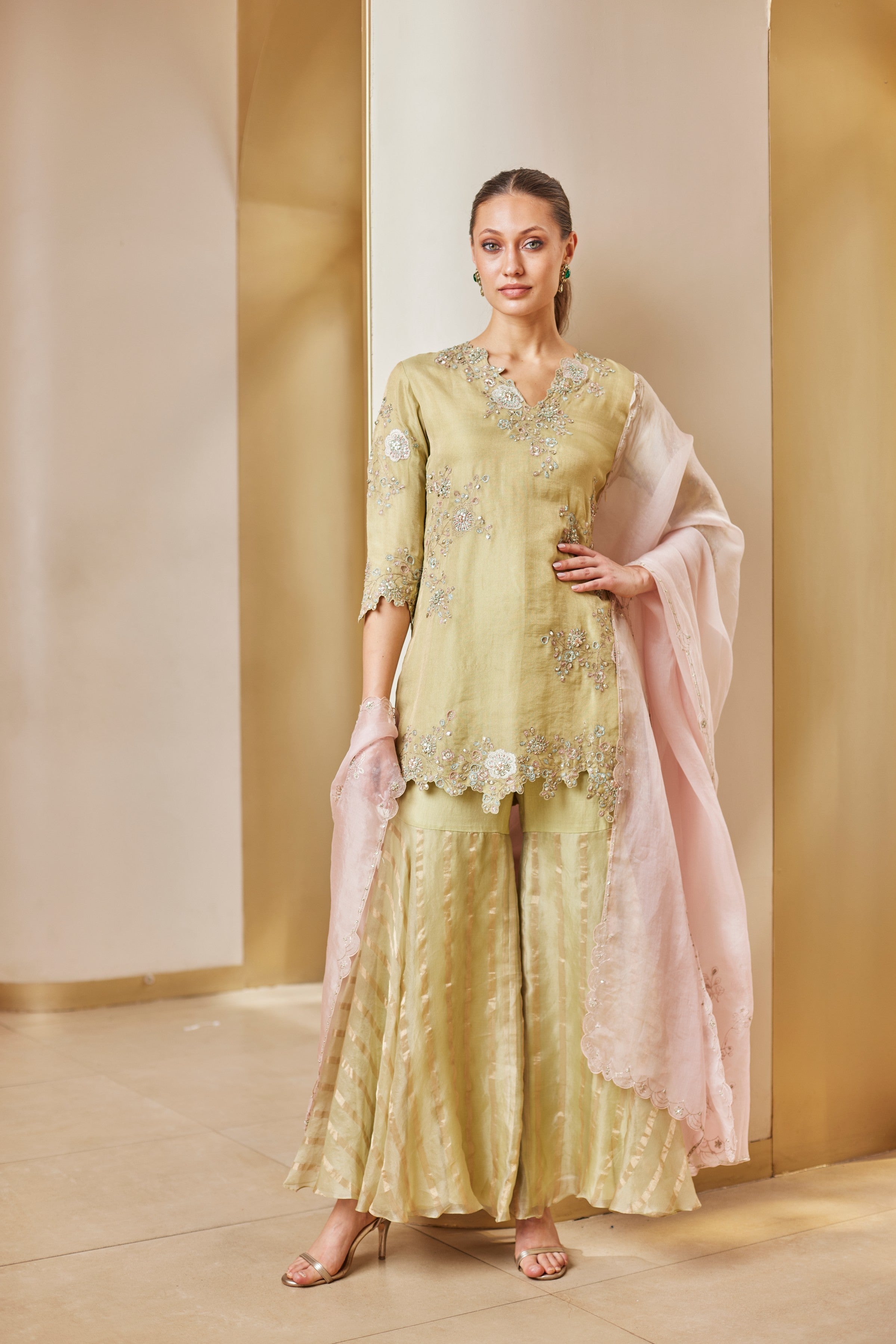 Mist Green Sharara Suit