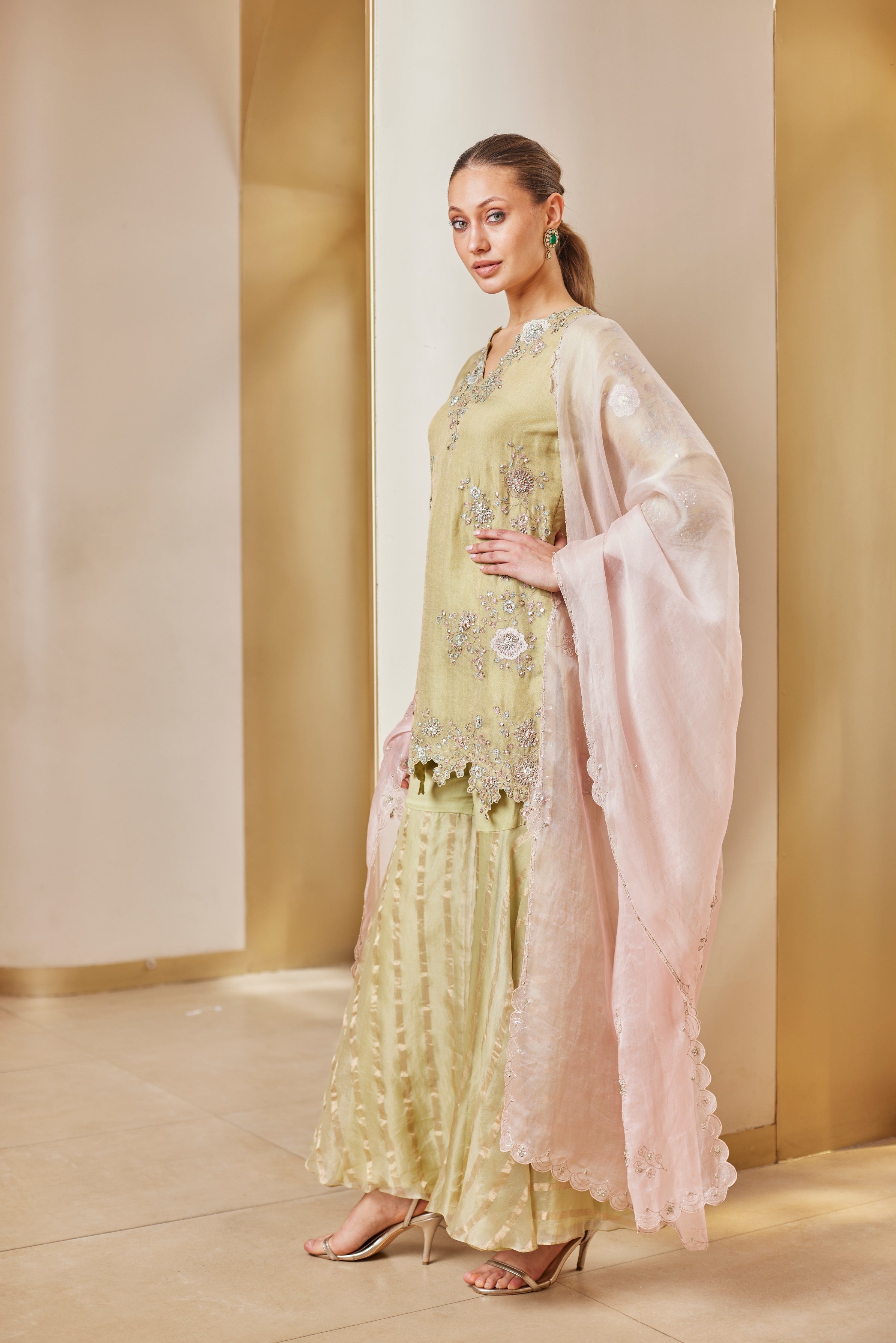 Mist Green Sharara Suit