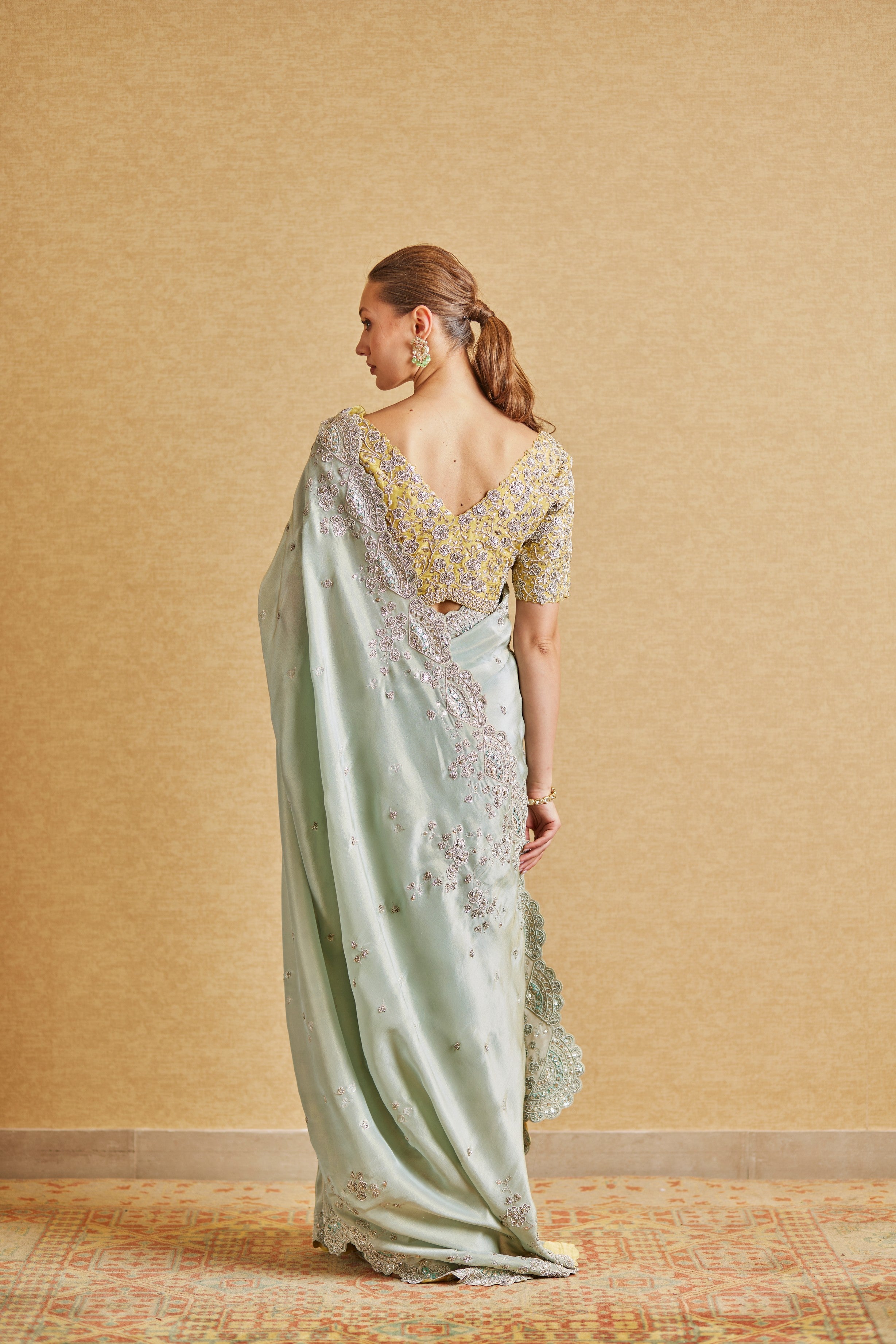 Teal Embroidered Saree