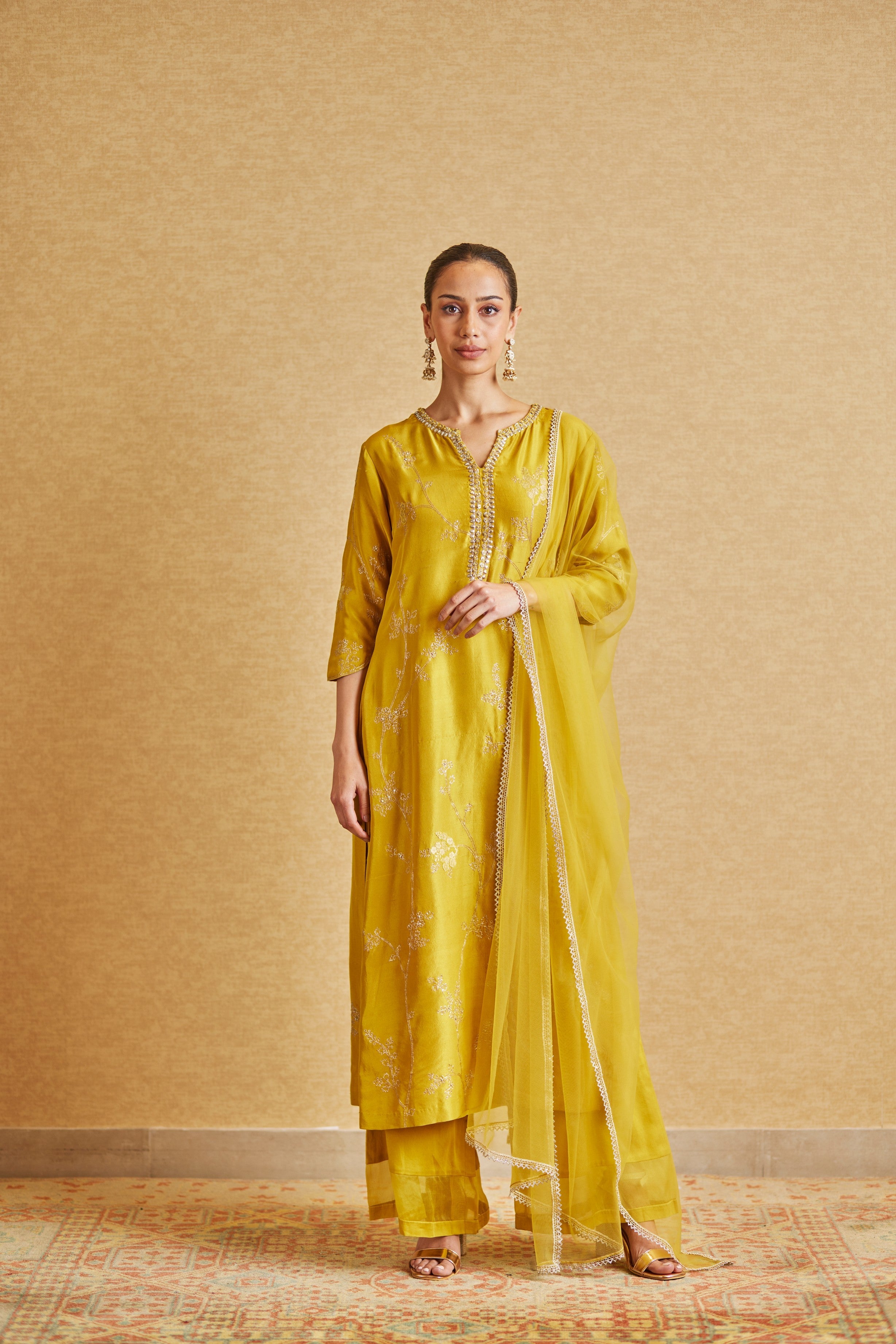 Mustard Embroidered Suit