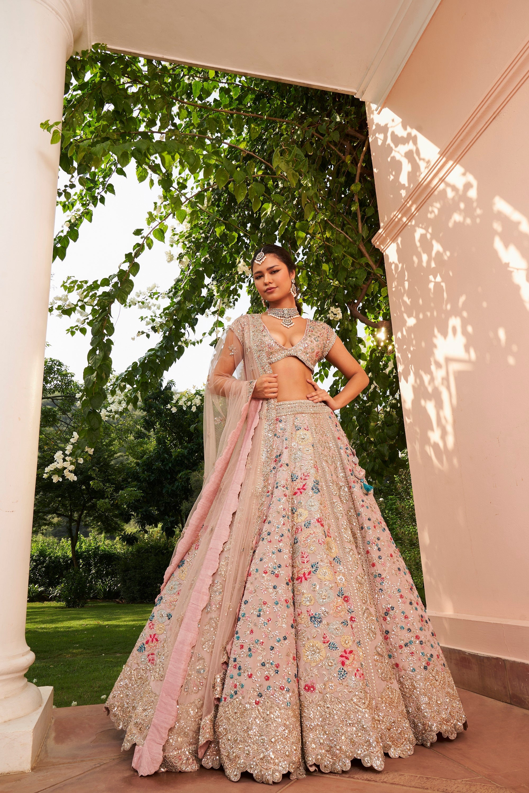 Dusty Lavender Embroidered Lehenga Set