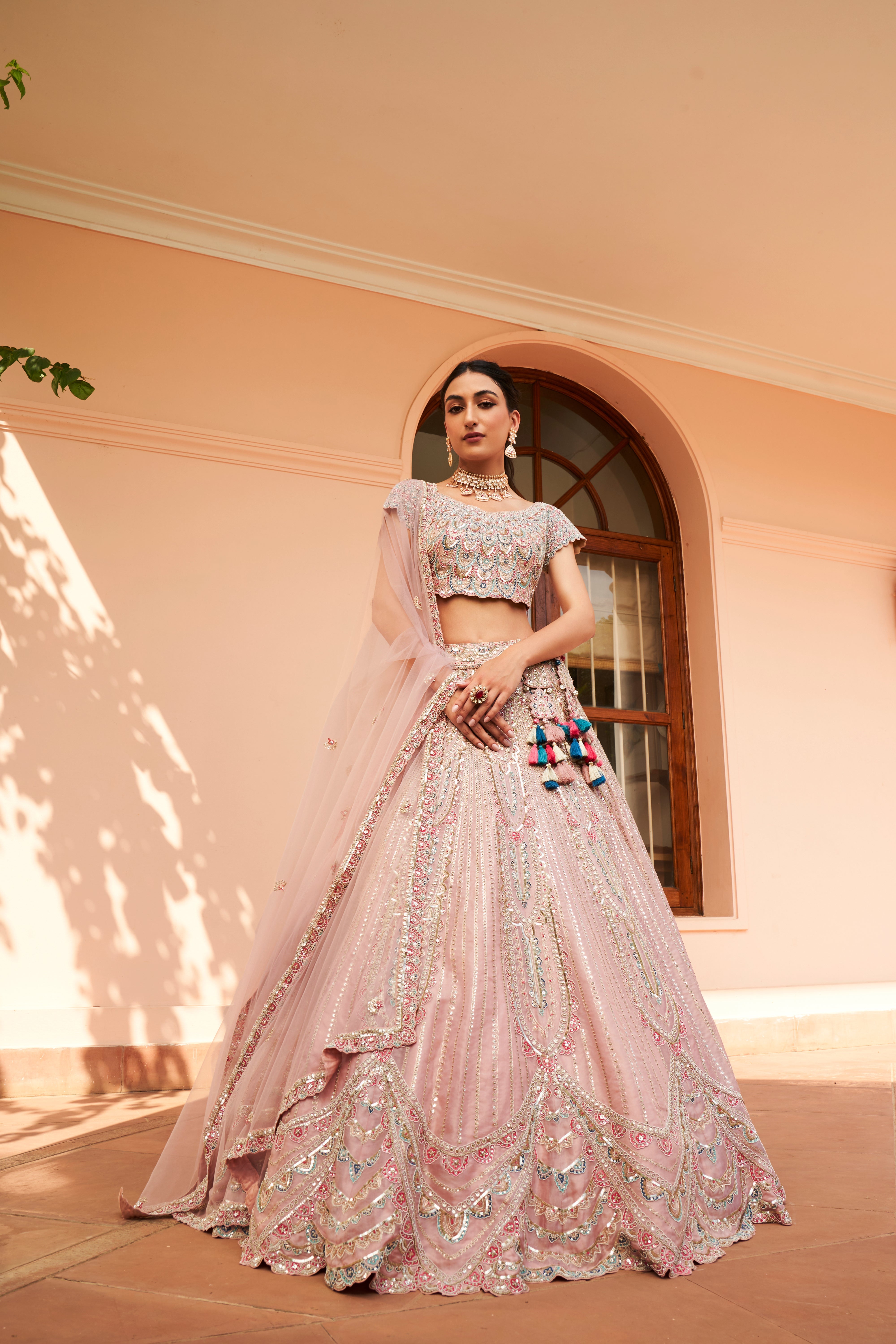 Soft Berry Embroidered Lehenga Set