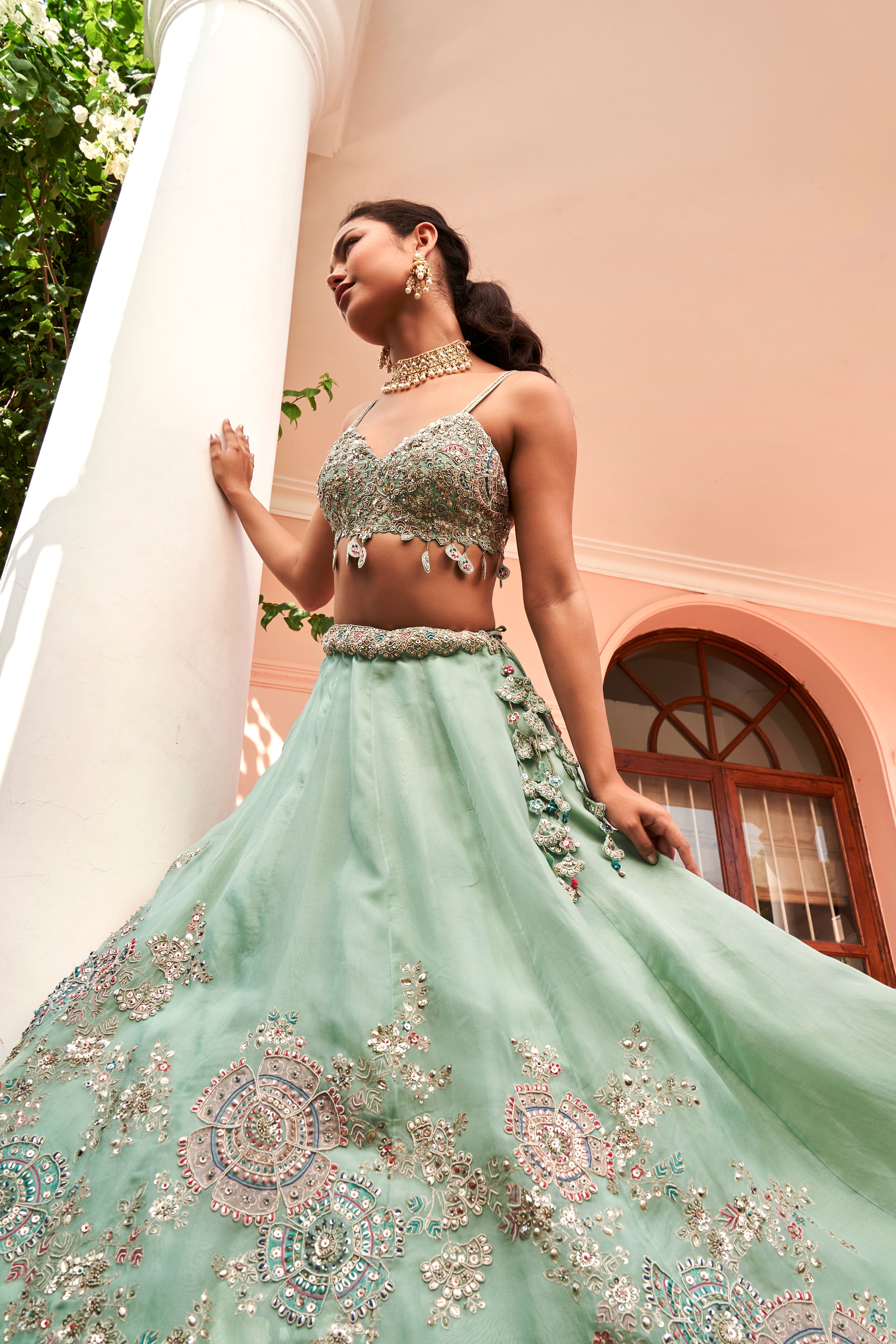 Cadet Blue Lehenga Set