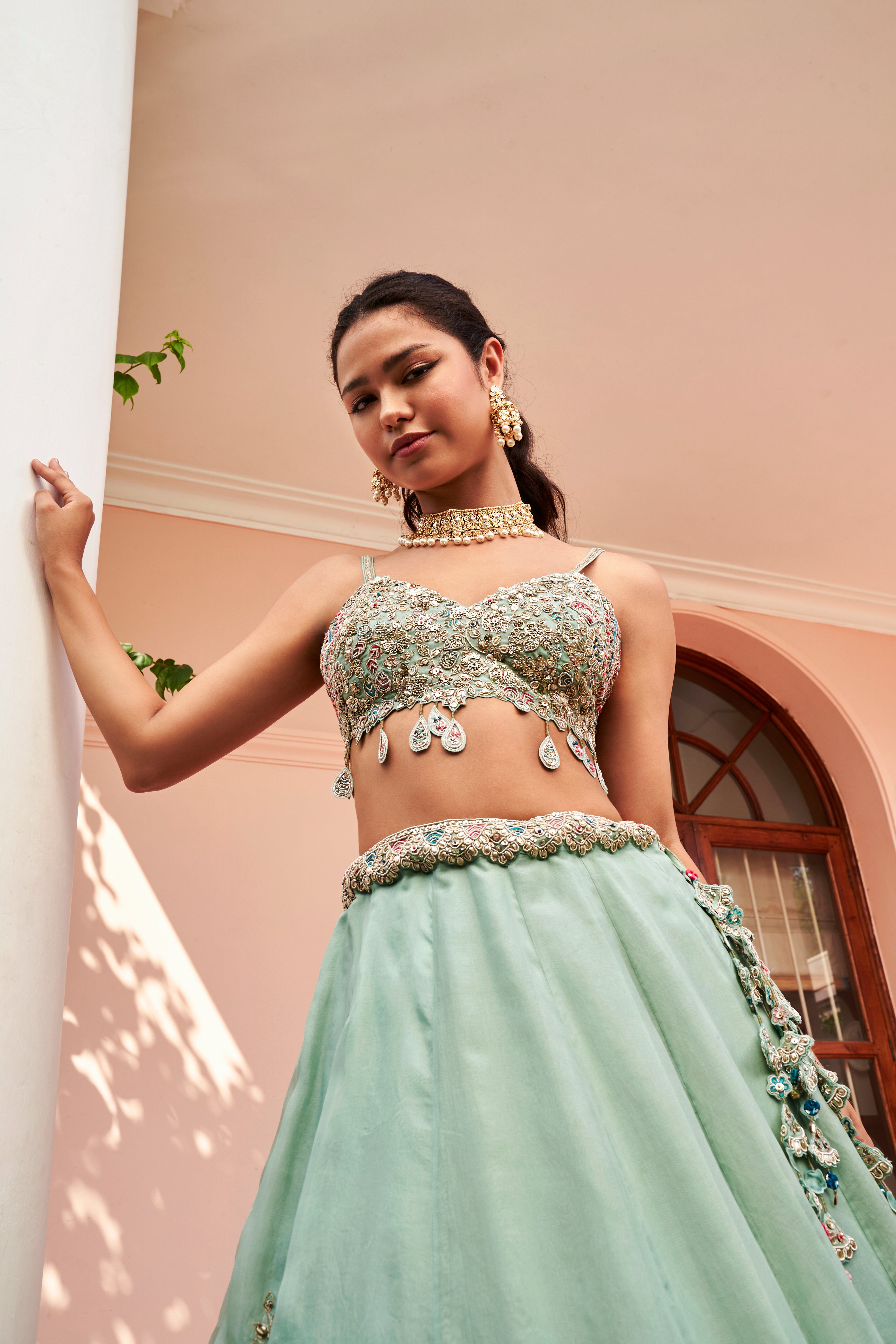 Cadet Blue Lehenga Set