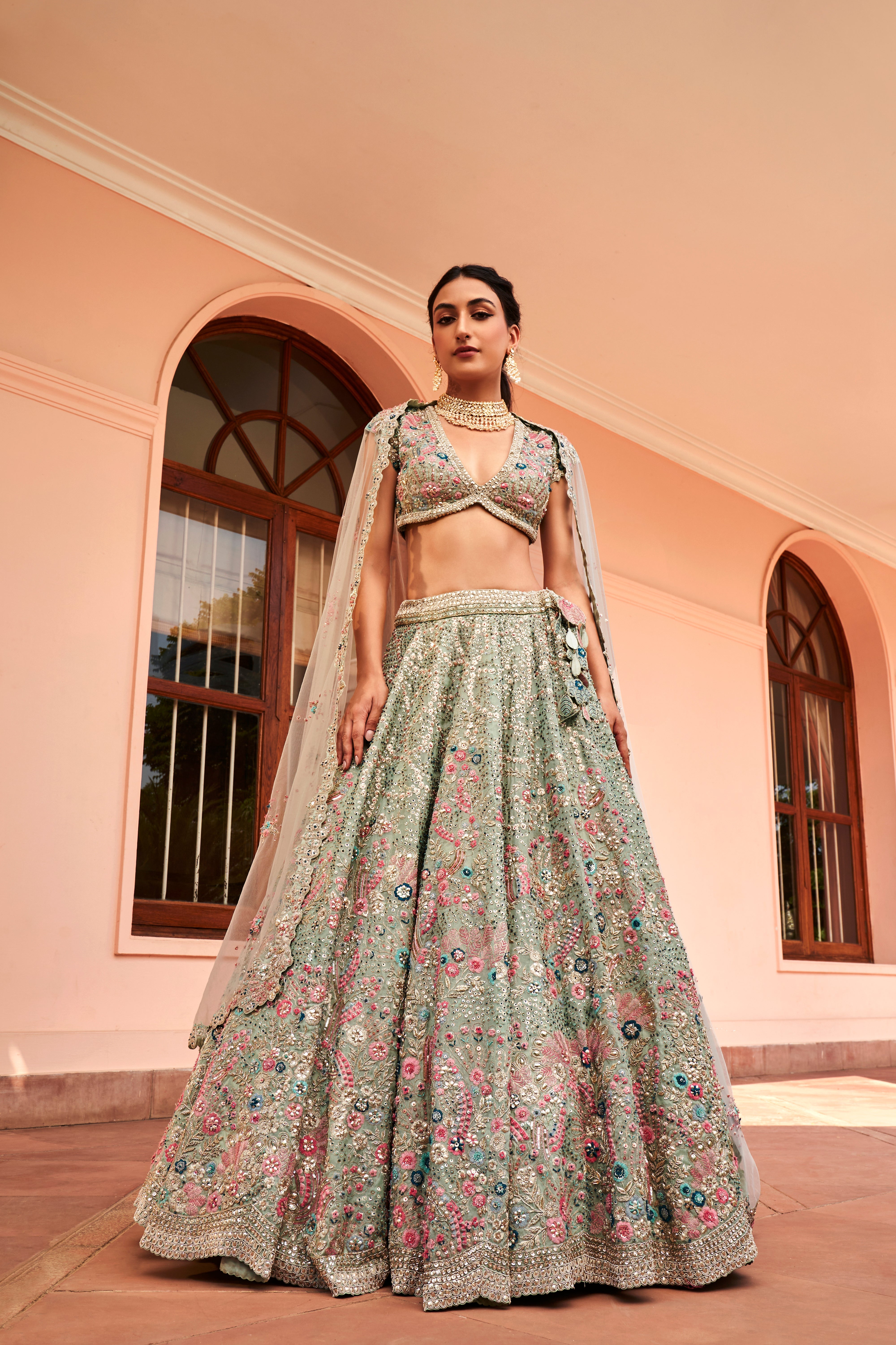 Cadet Blue Lehenga Set