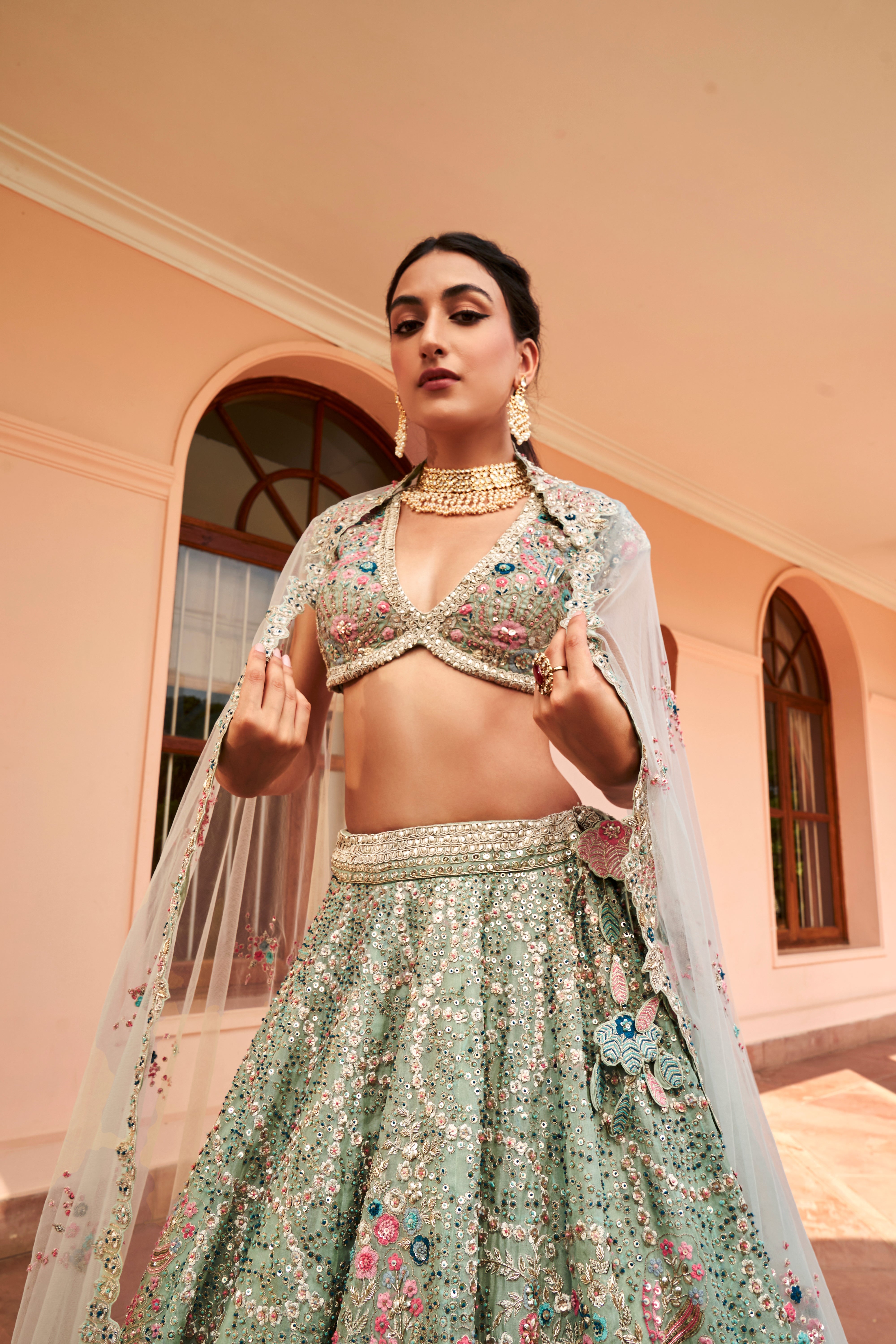 Cadet Blue Lehenga Set