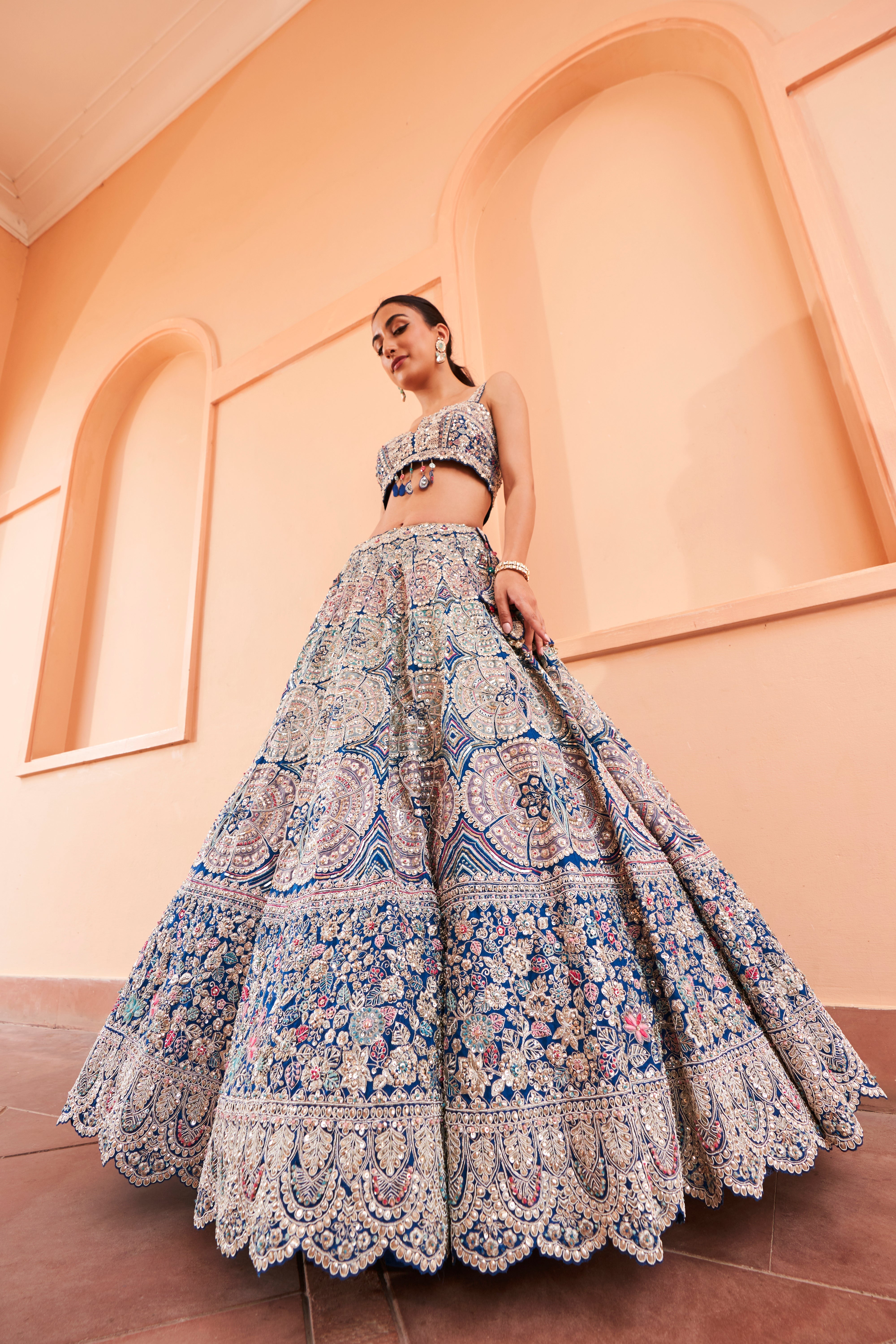 JADE BLUE EMBROIDERED LEHENGA SET