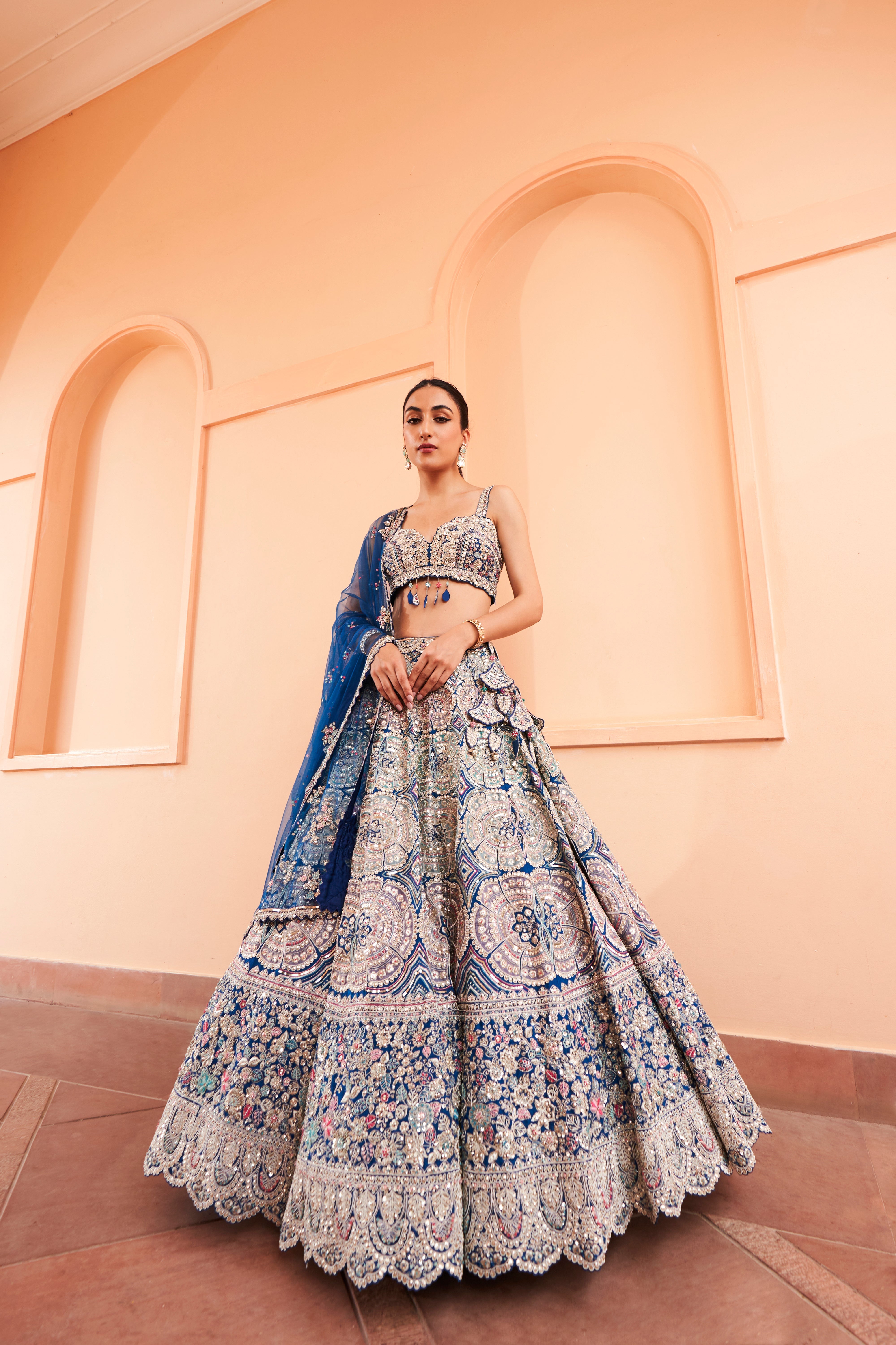 JADE BLUE EMBROIDERED LEHENGA SET