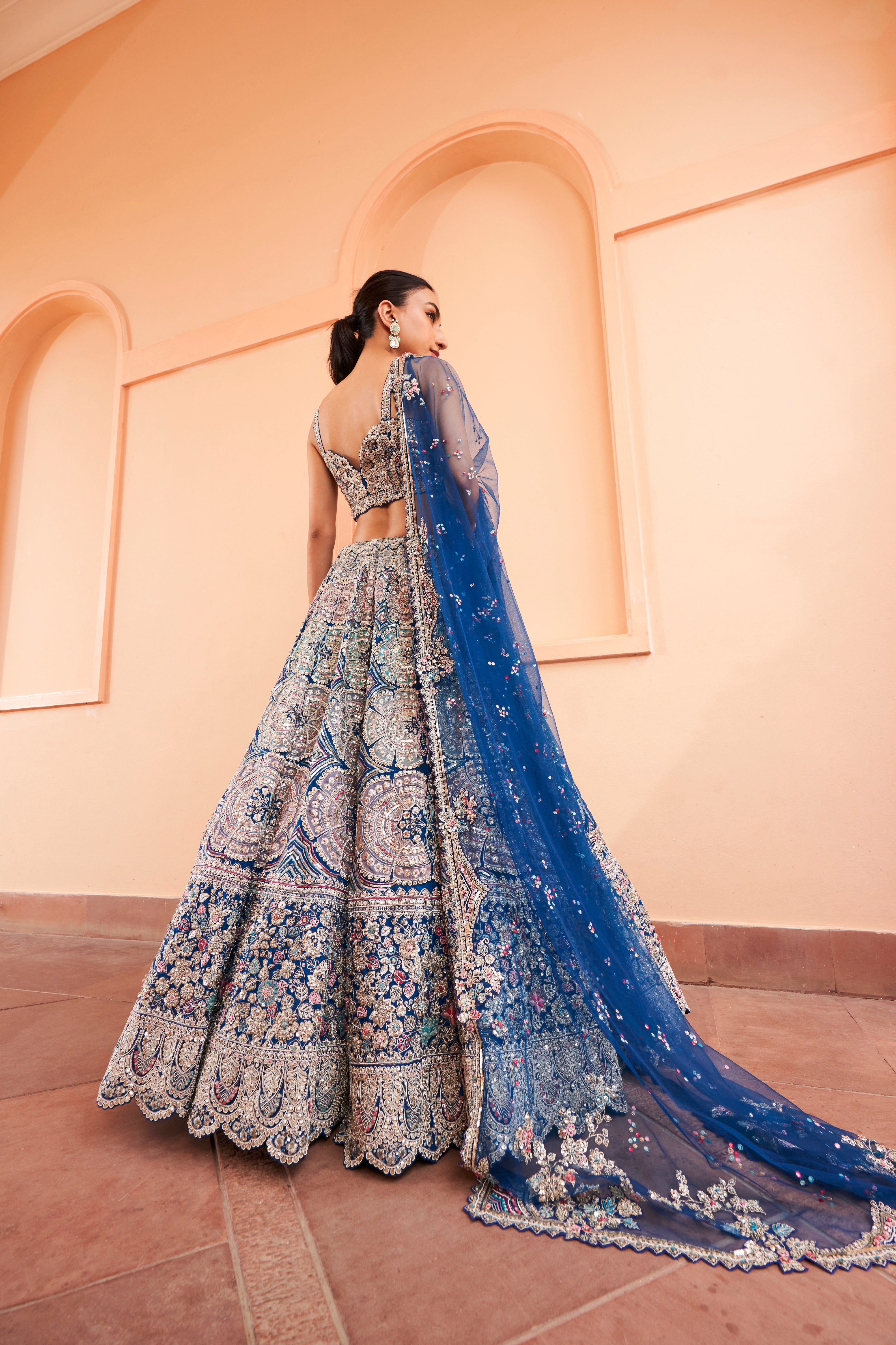 JADE BLUE EMBROIDERED LEHENGA SET