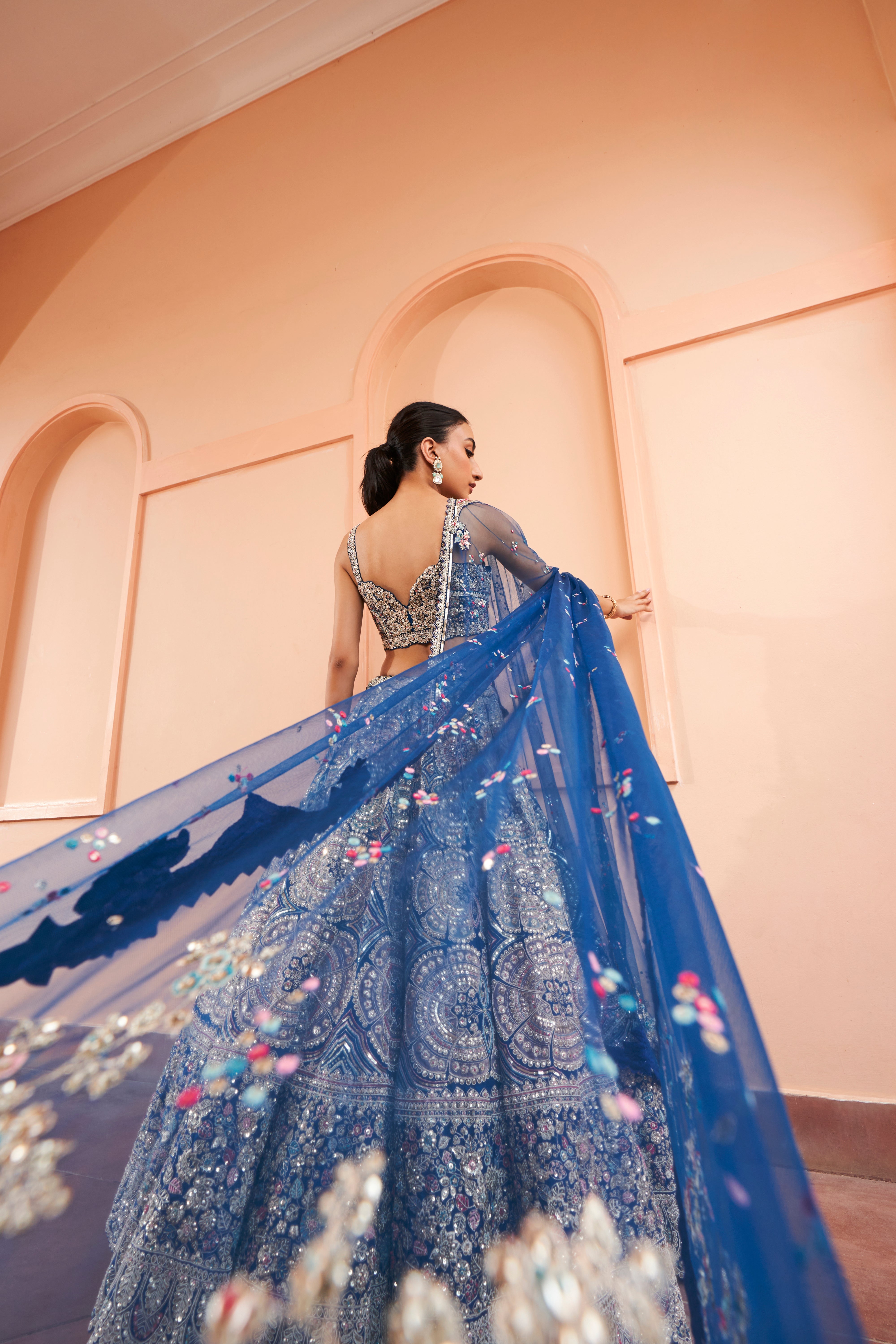 JADE BLUE EMBROIDERED LEHENGA SET