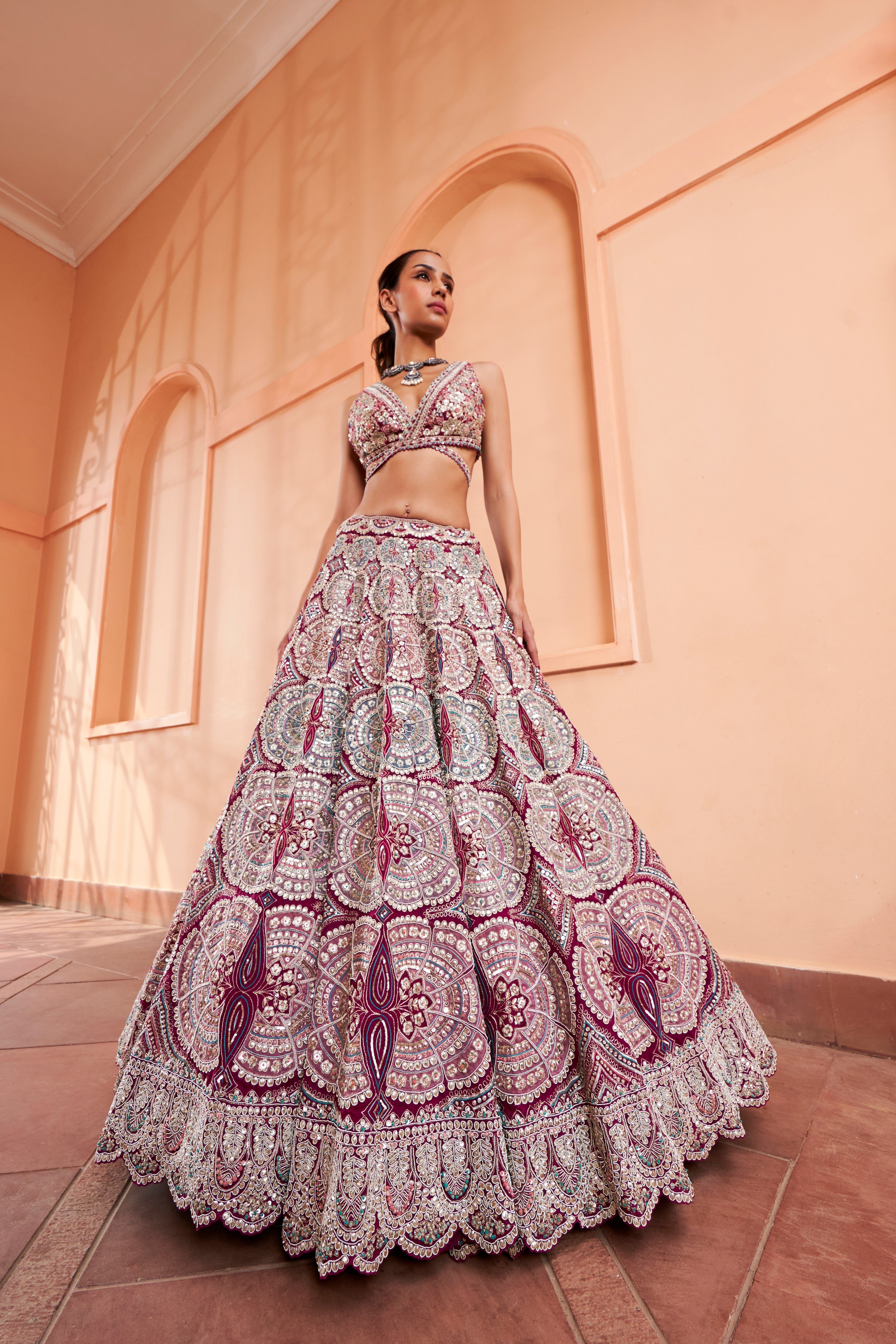 SANGRIA PLUM EMBROIDERED LEHENGA SET