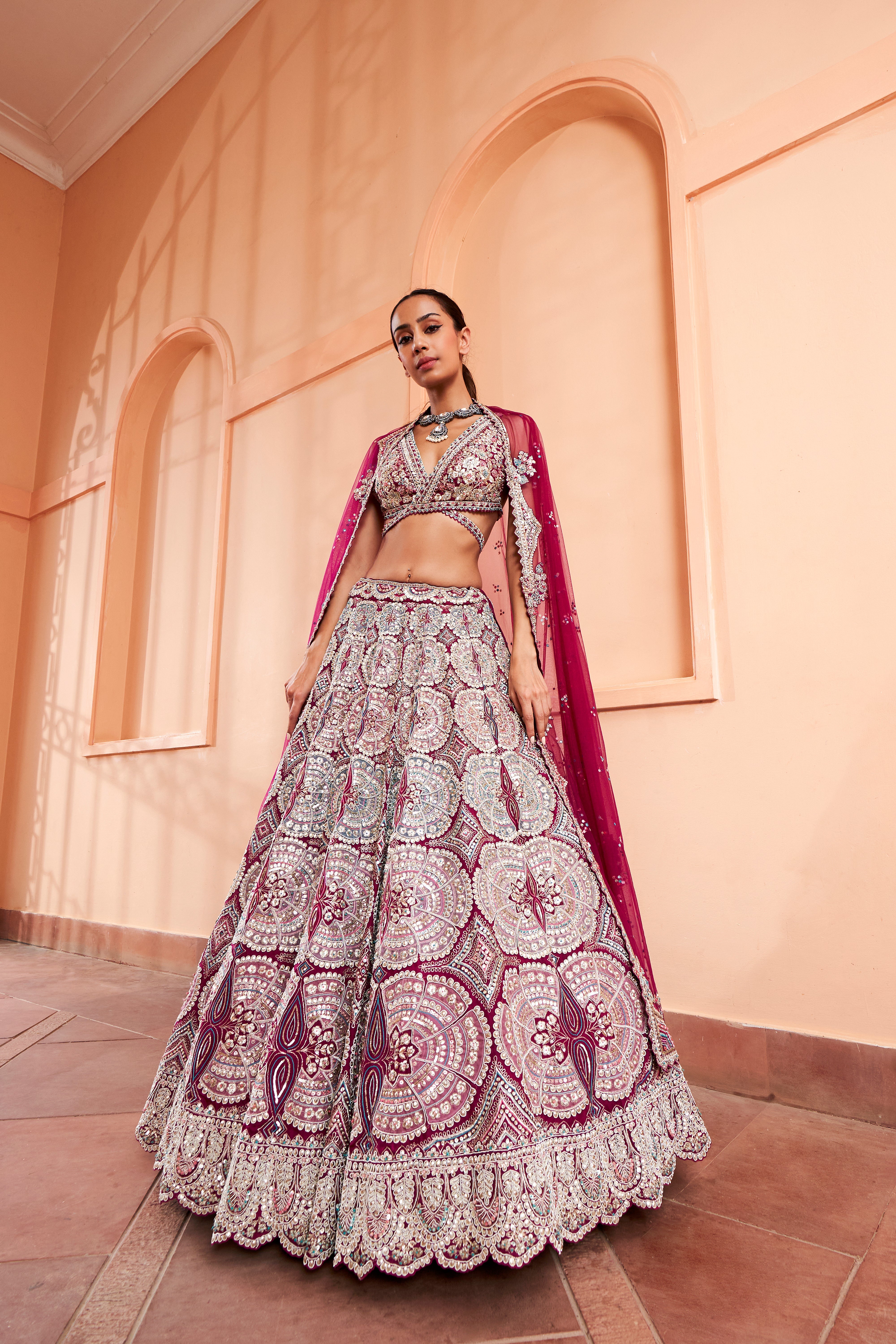 SANGRIA PLUM EMBROIDERED LEHENGA SET