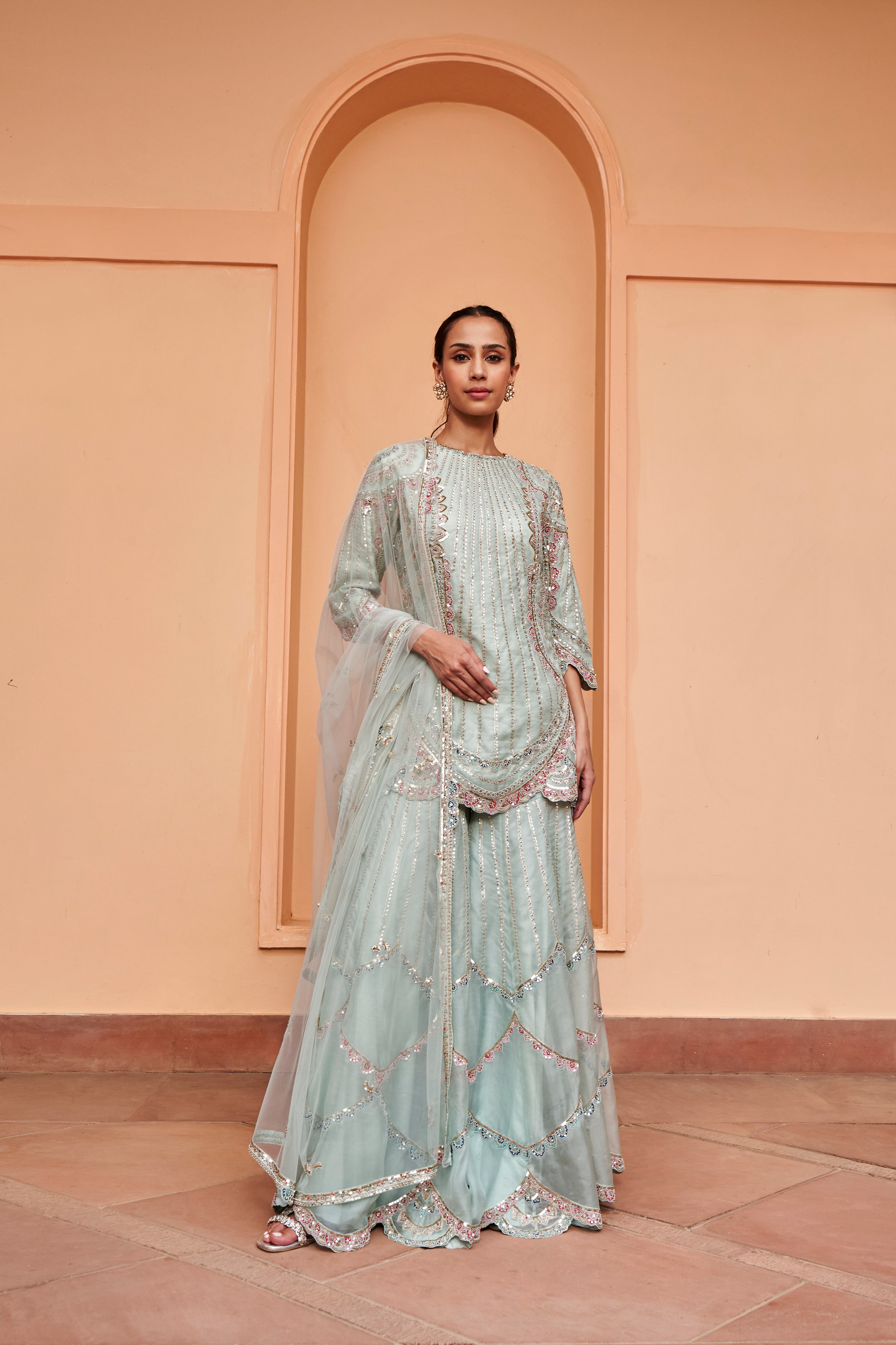 Pastel Blue Sharara Set