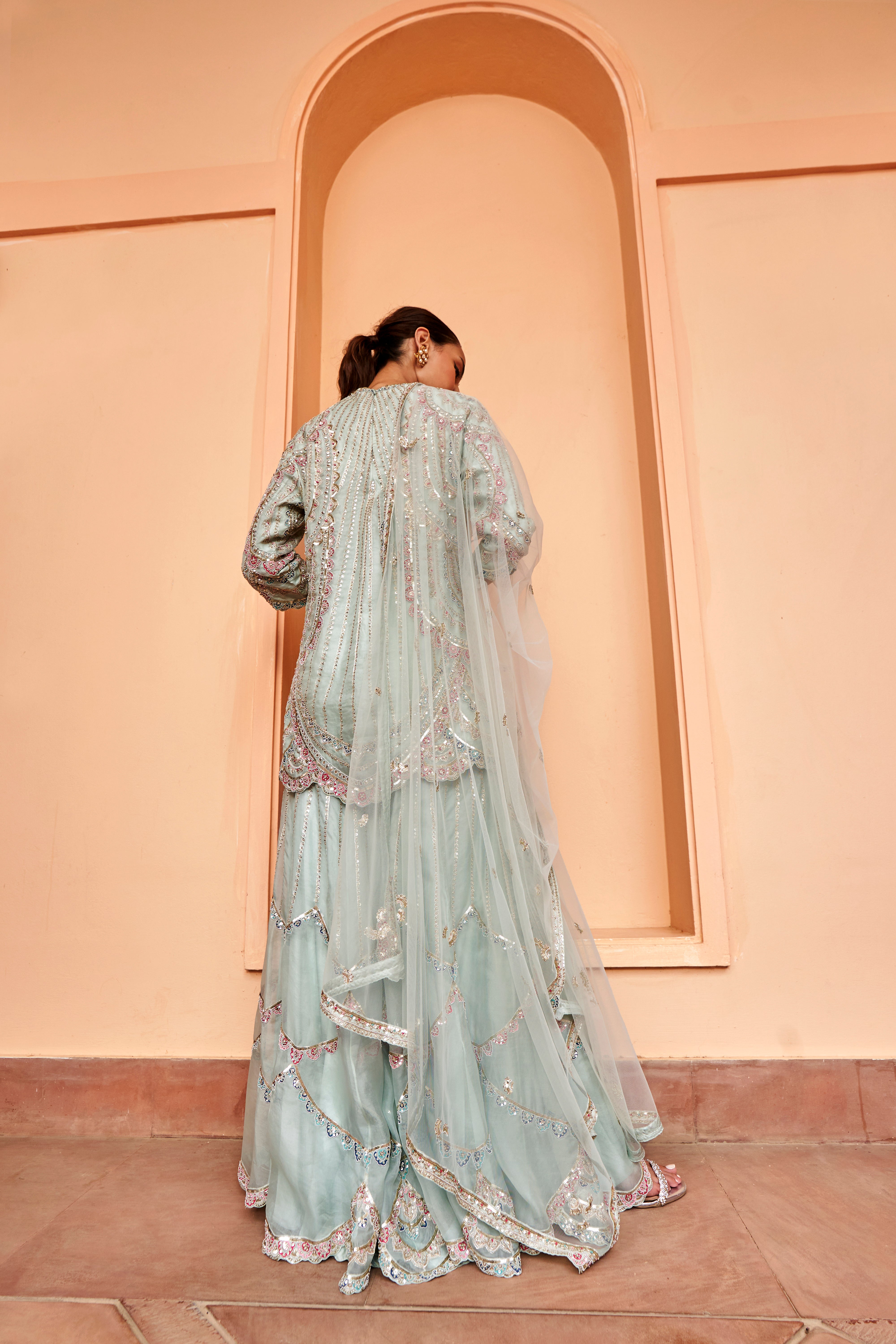 Pastel Blue Sharara Set