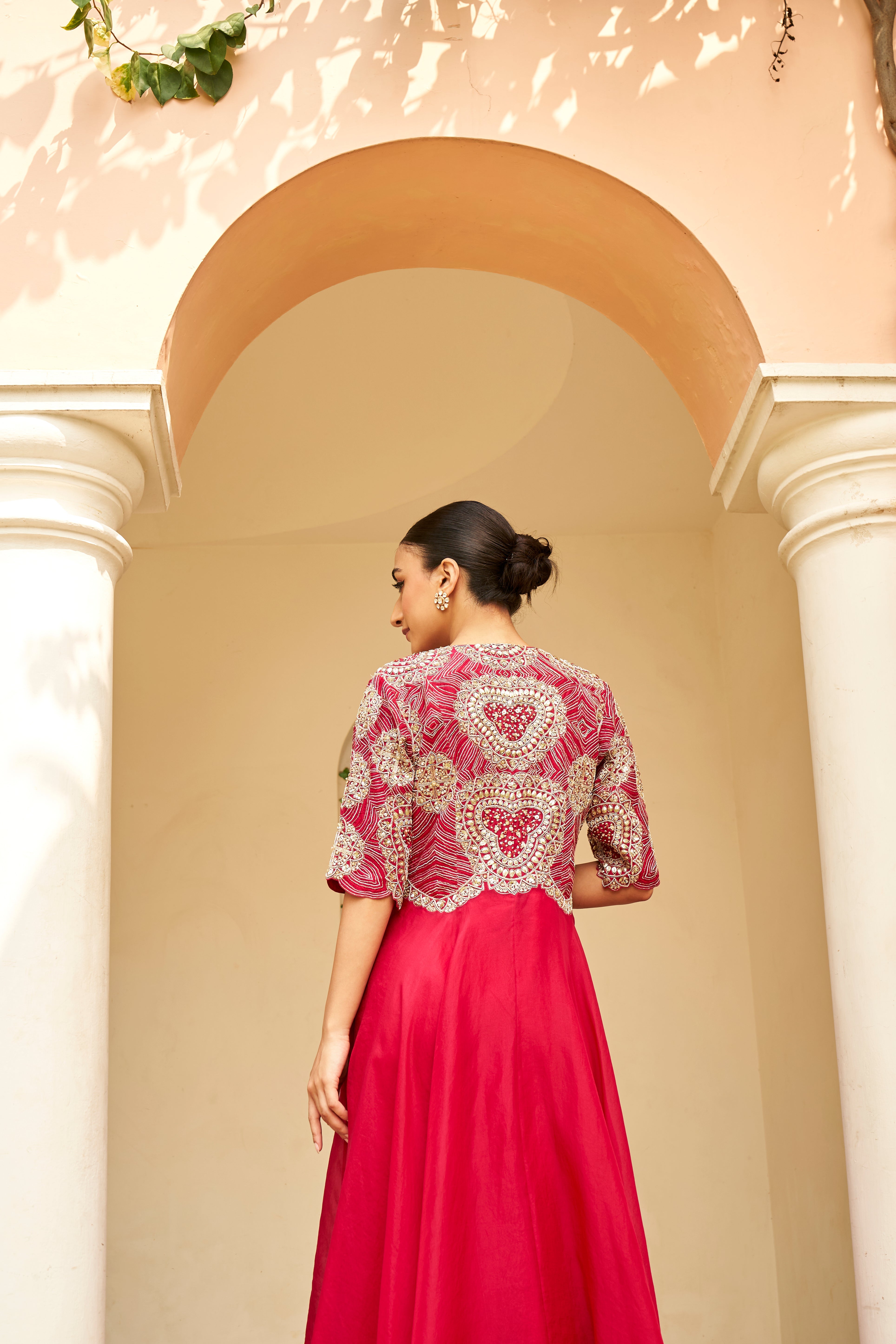 Cut Ruby Embroidered Jacket Set