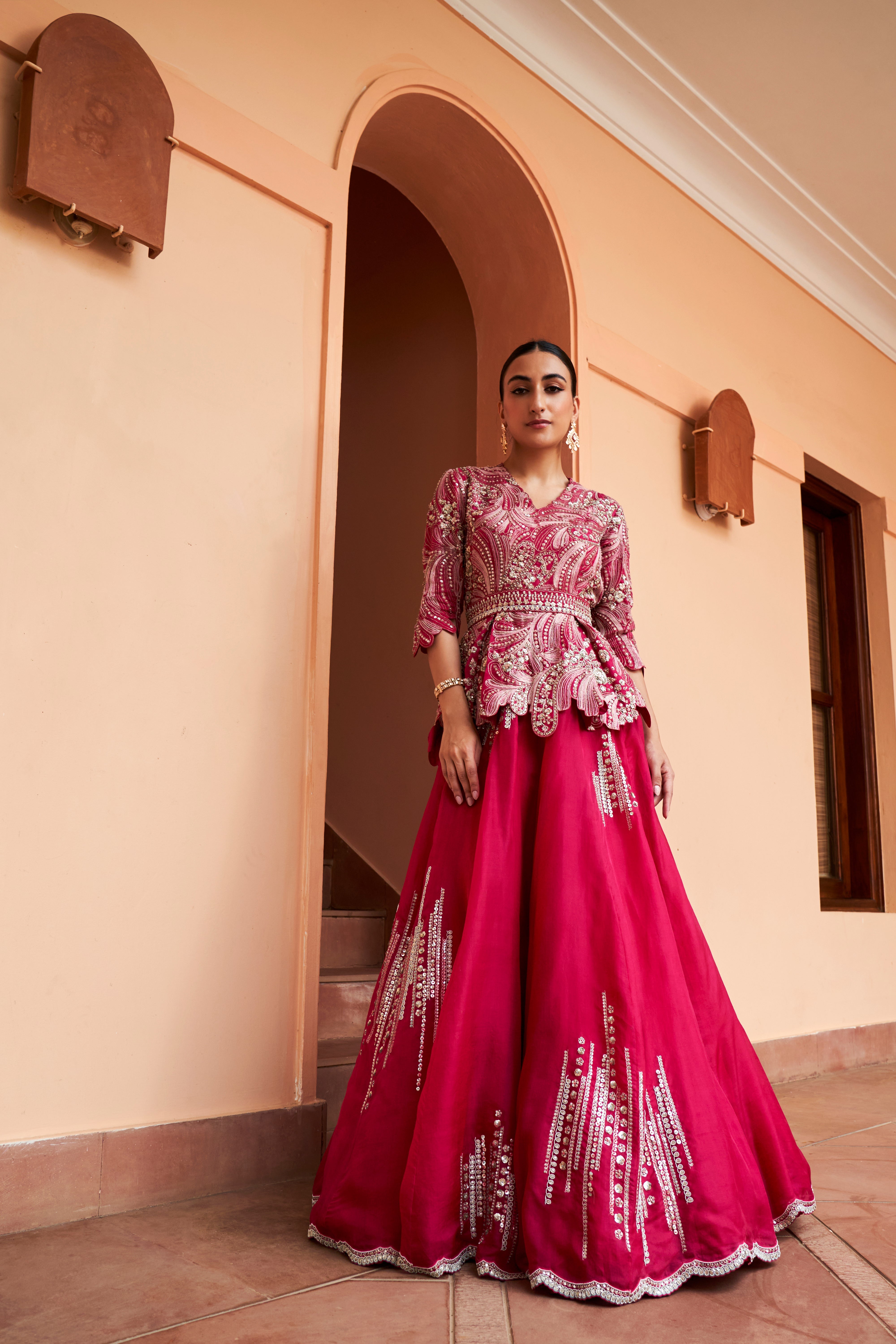 Cut Ruby Lehenga Set