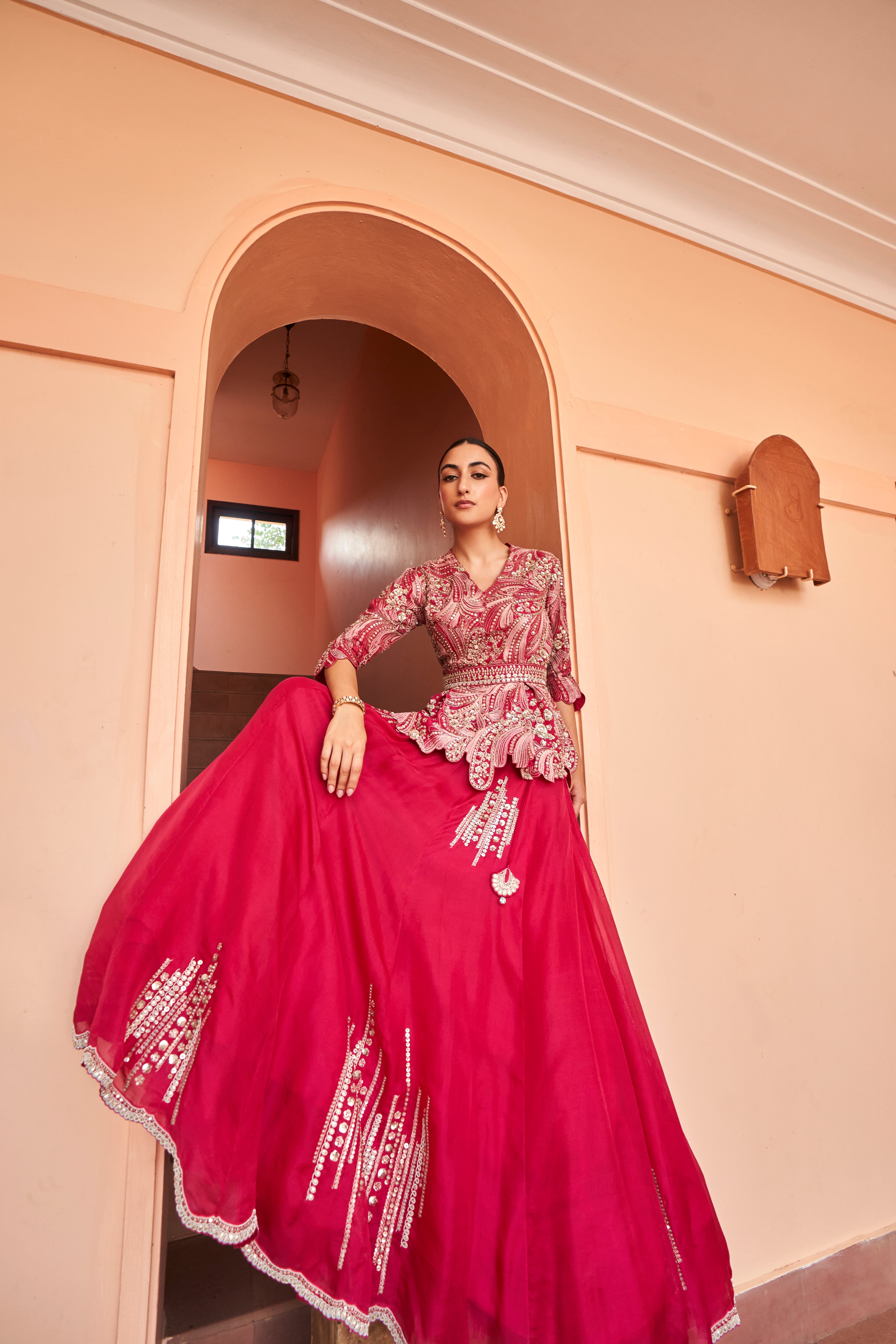 Cut Ruby Lehenga Set