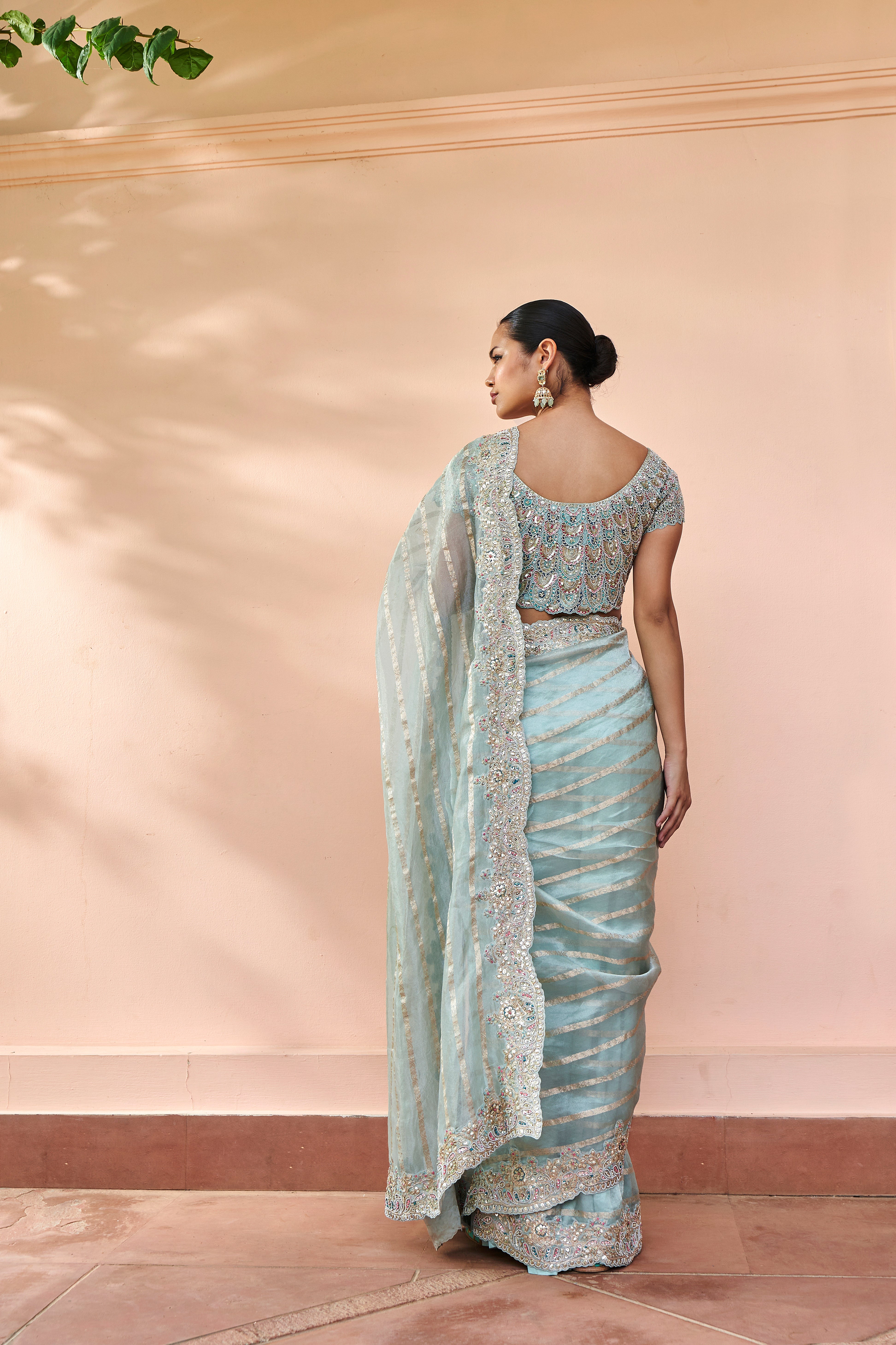 Teal Embroidered Saree