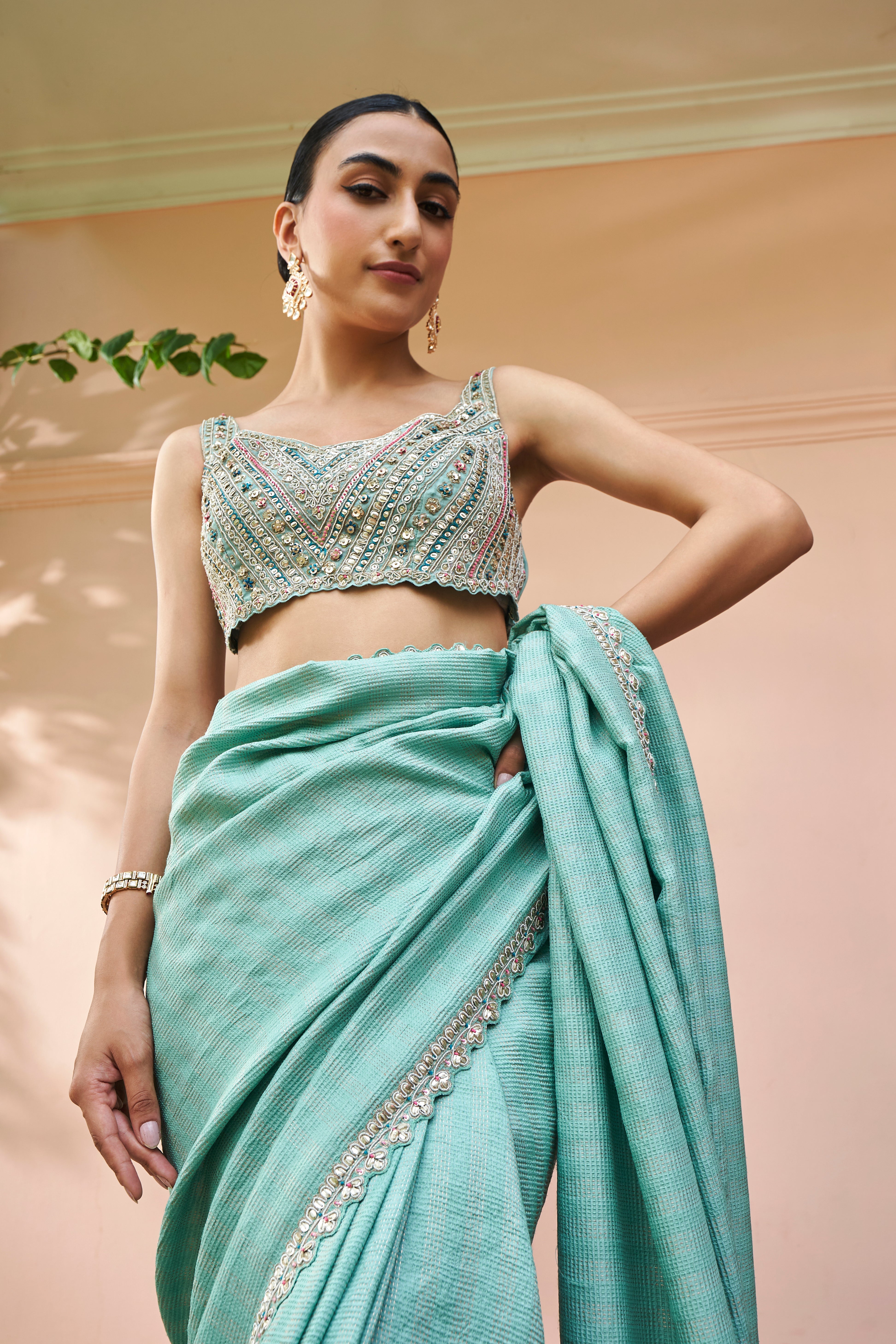 Teal Saree Set