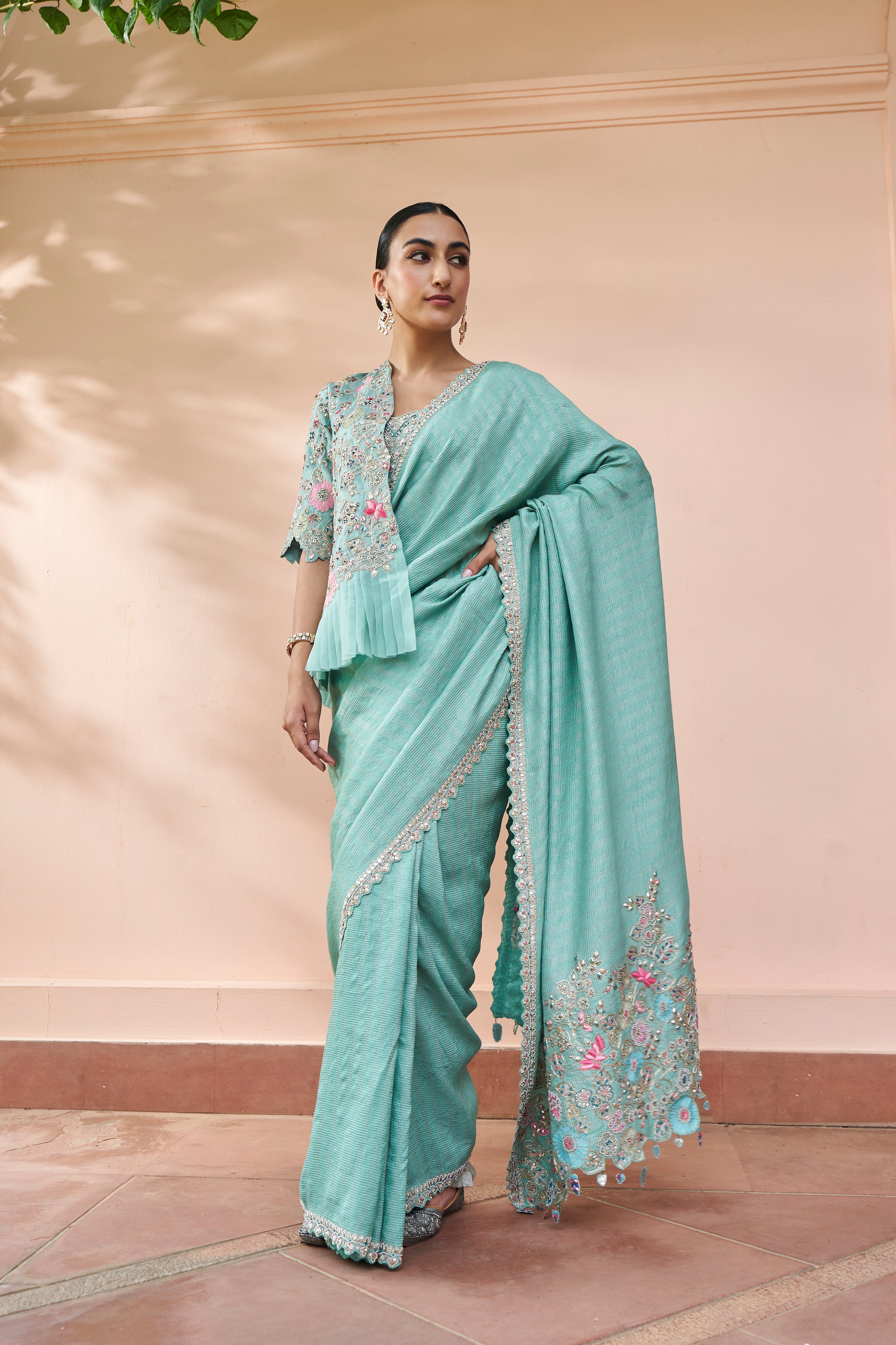 Teal Saree Set