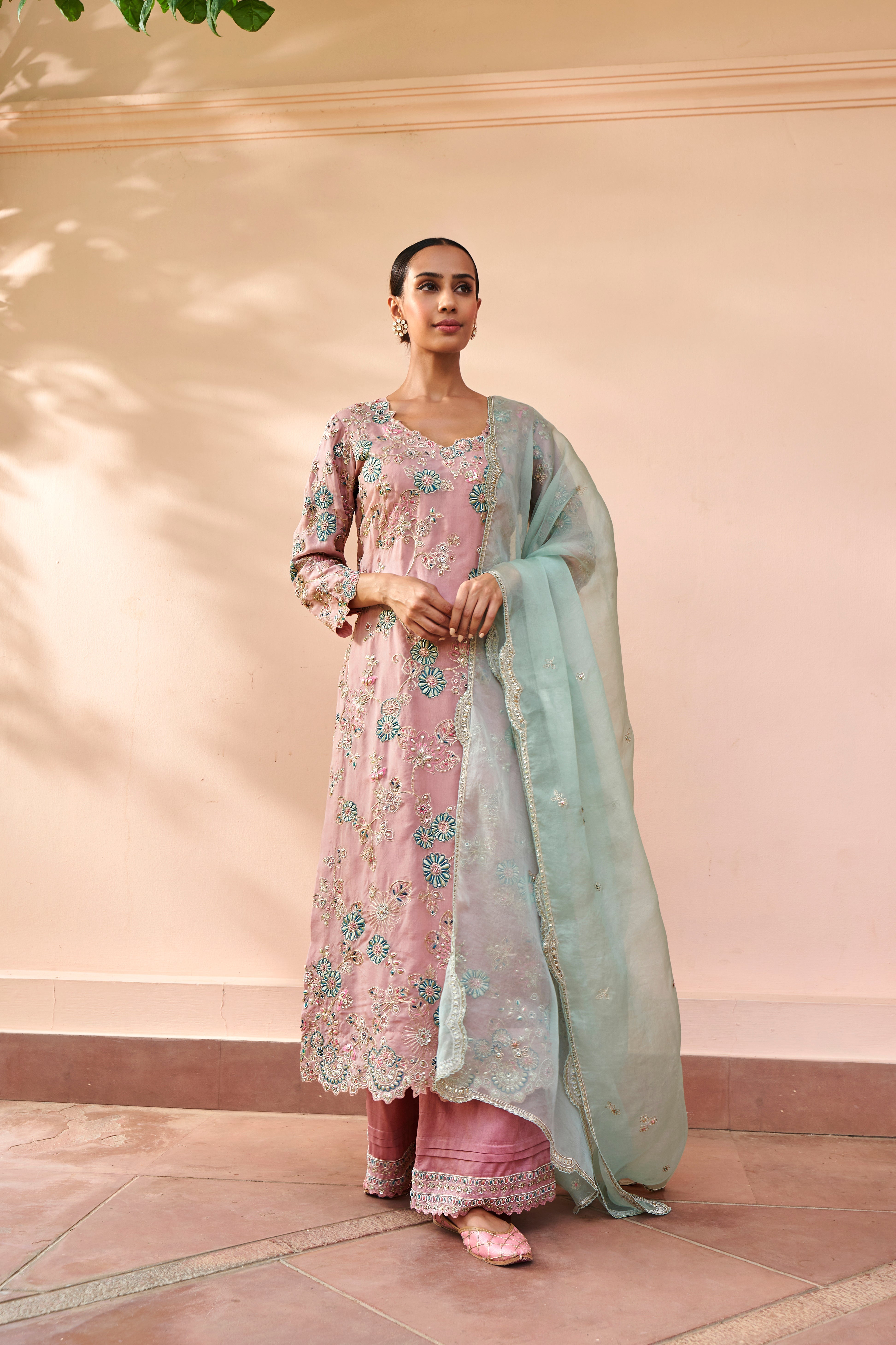 Soft Berry Embroidered Kurta Set