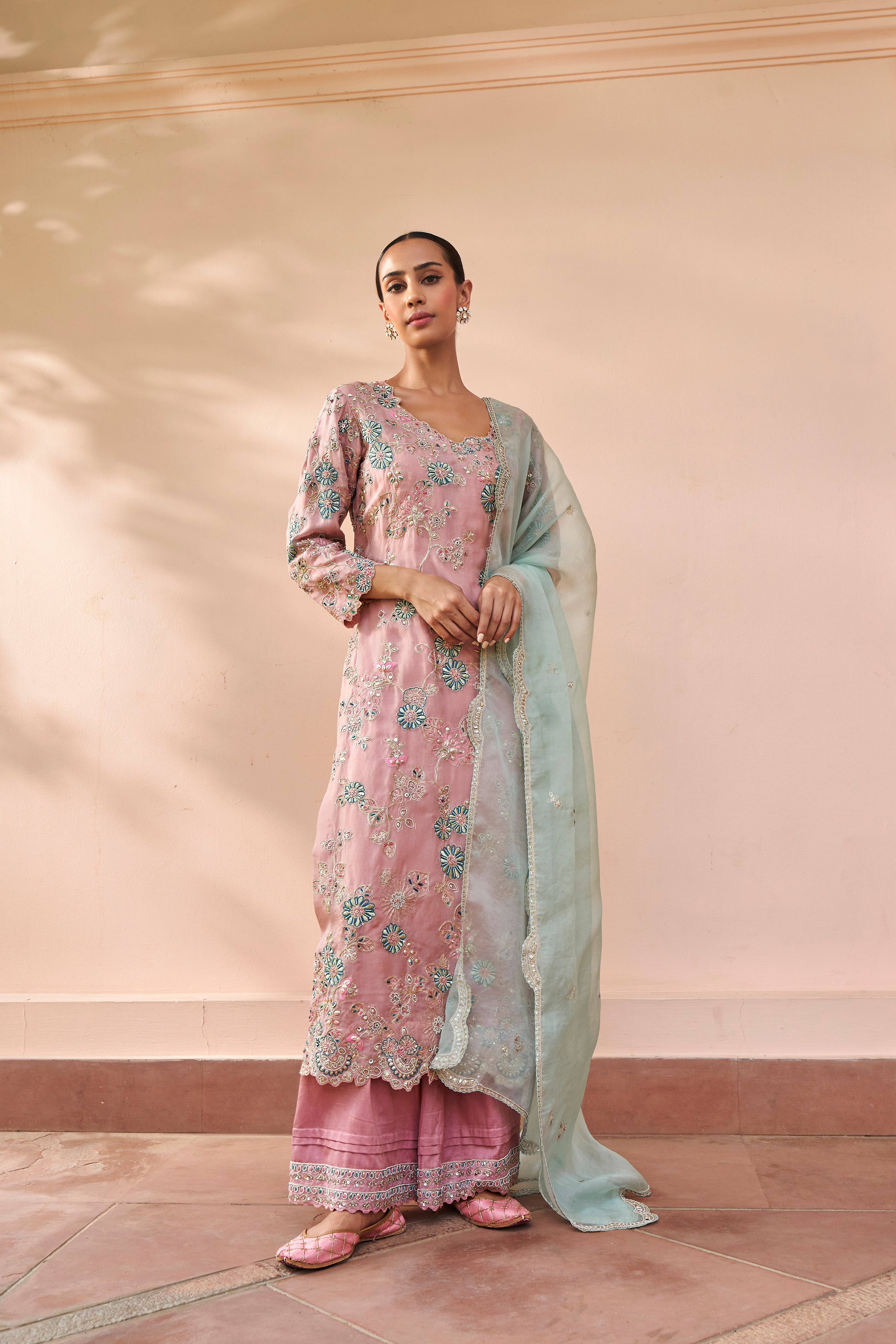 Soft Berry Embroidered Kurta Set