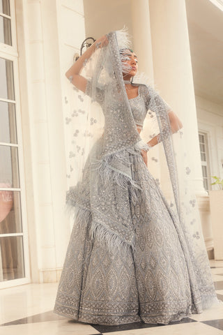 Grey embroidered lehenga