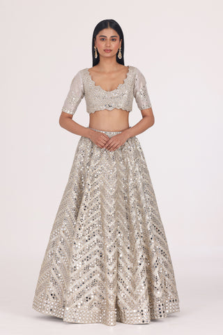 LINEARS PATTERN EMBELLISHED LEHENGA SET