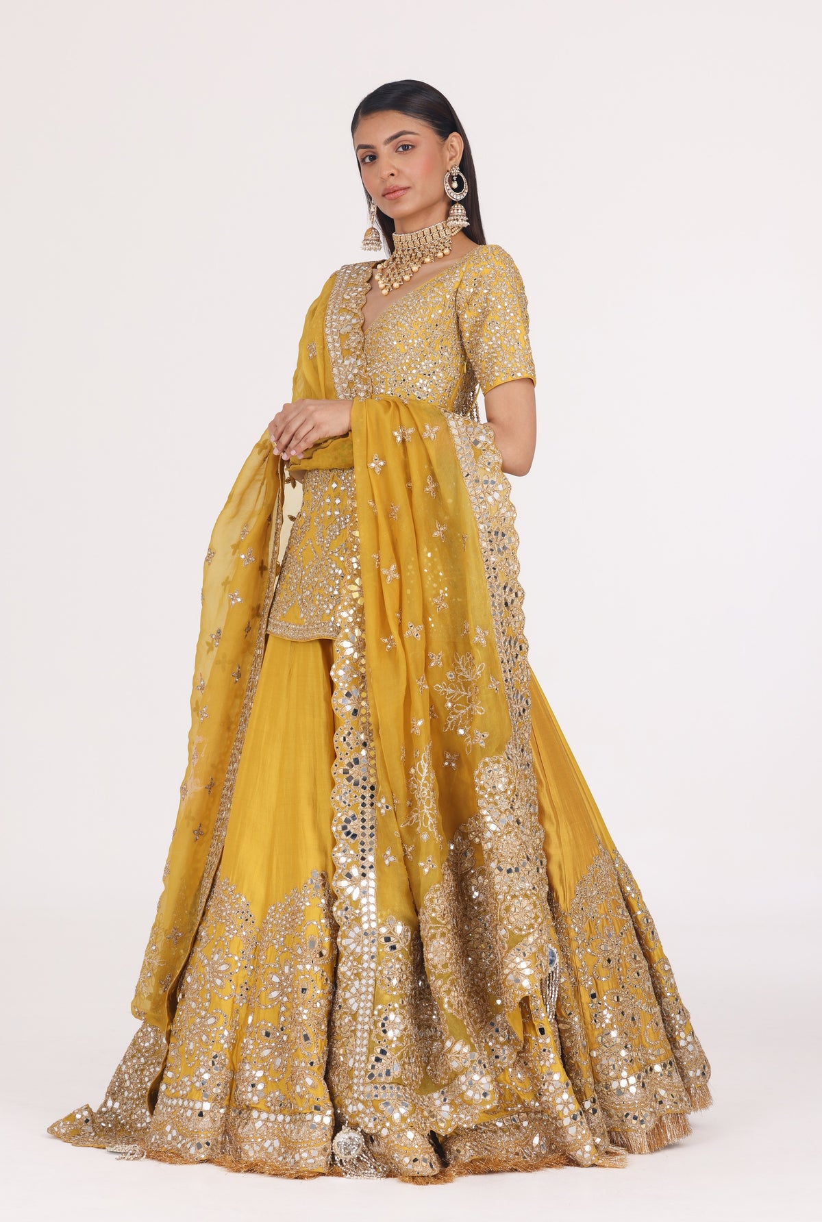 GOLDENROD HALDI EMBELLISHED LEHENGA SET