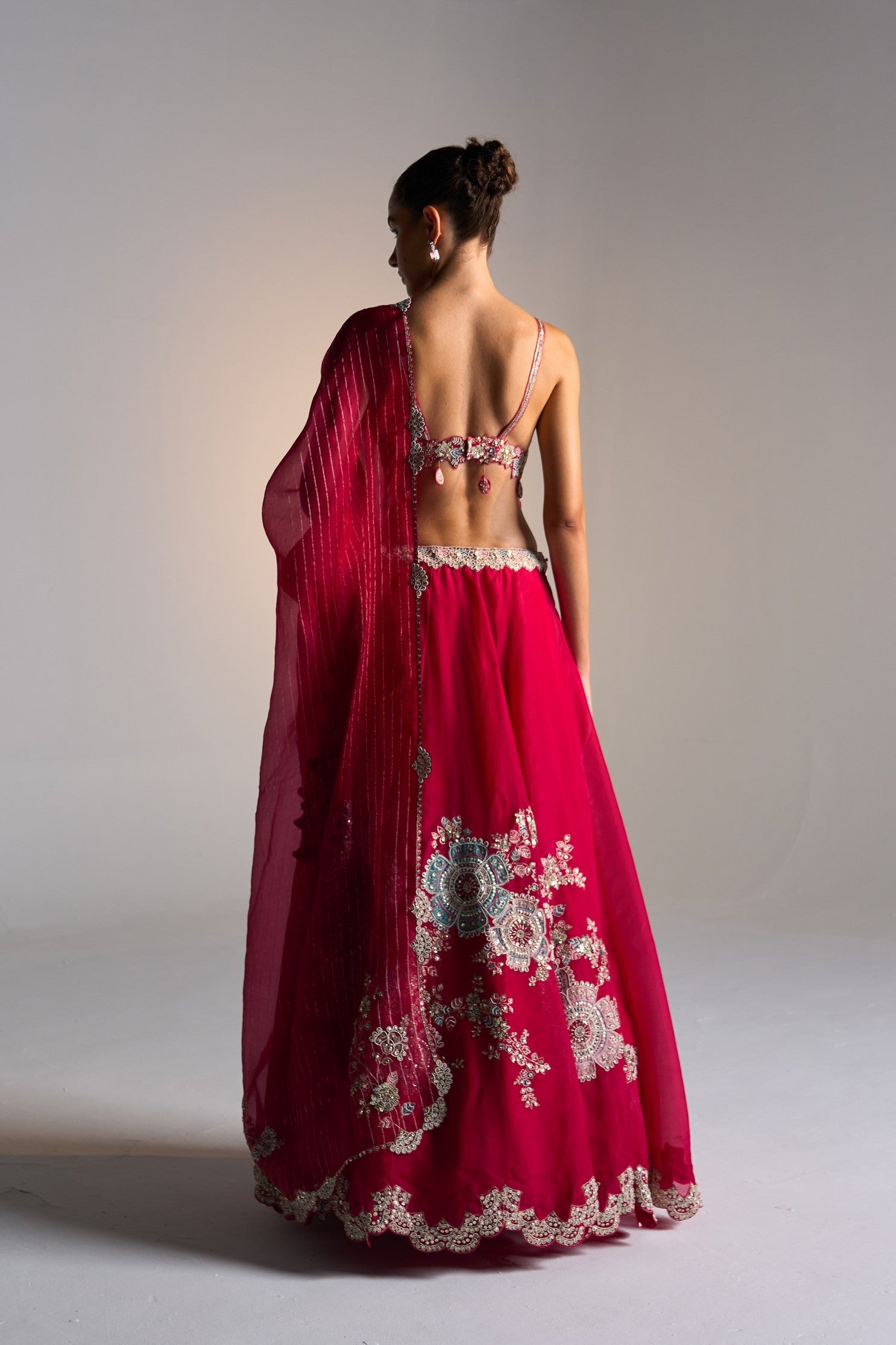 Cut Ruby Embroidered Lehenga Set