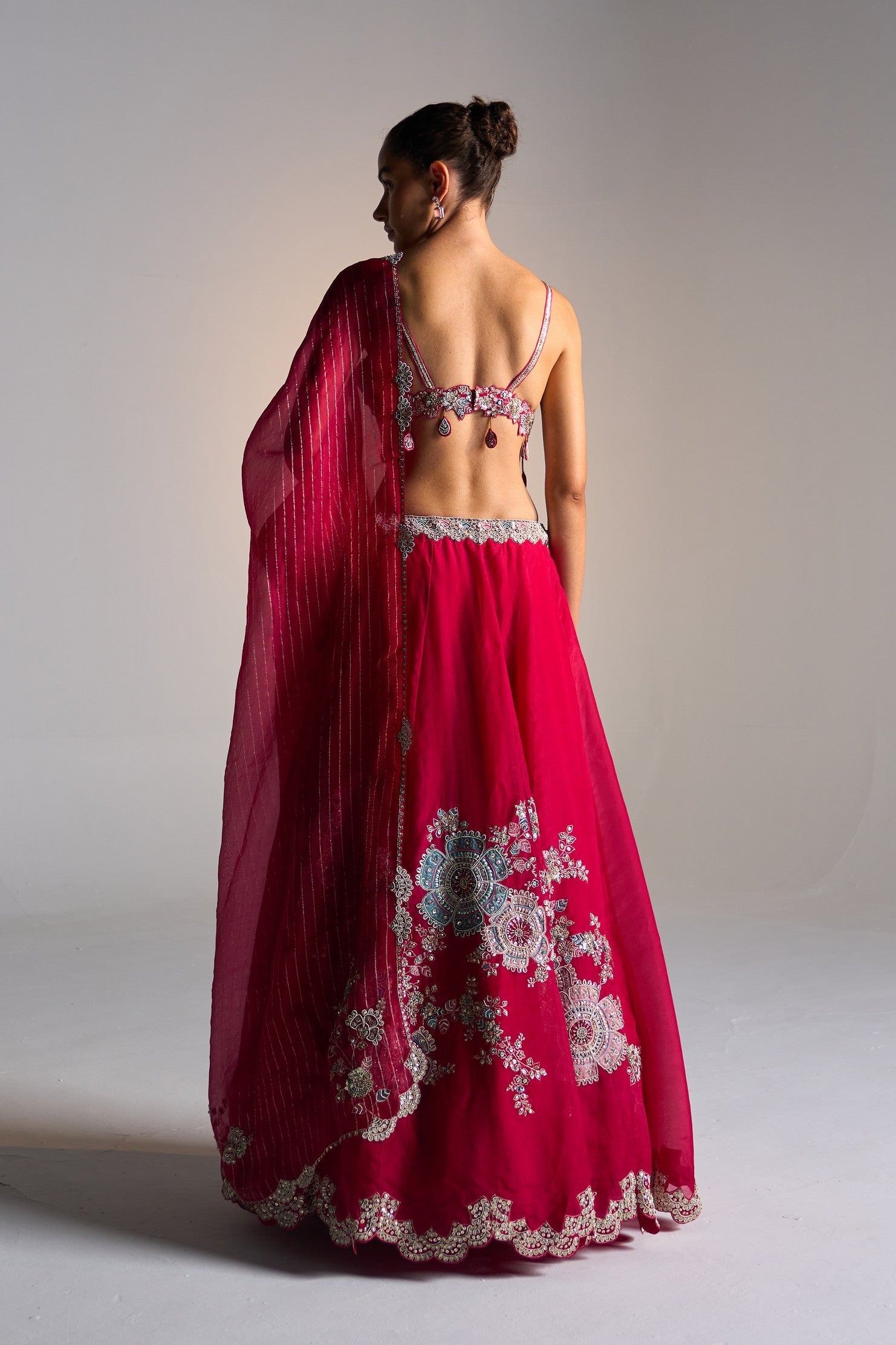 Cut Ruby Embroidered Lehenga Set