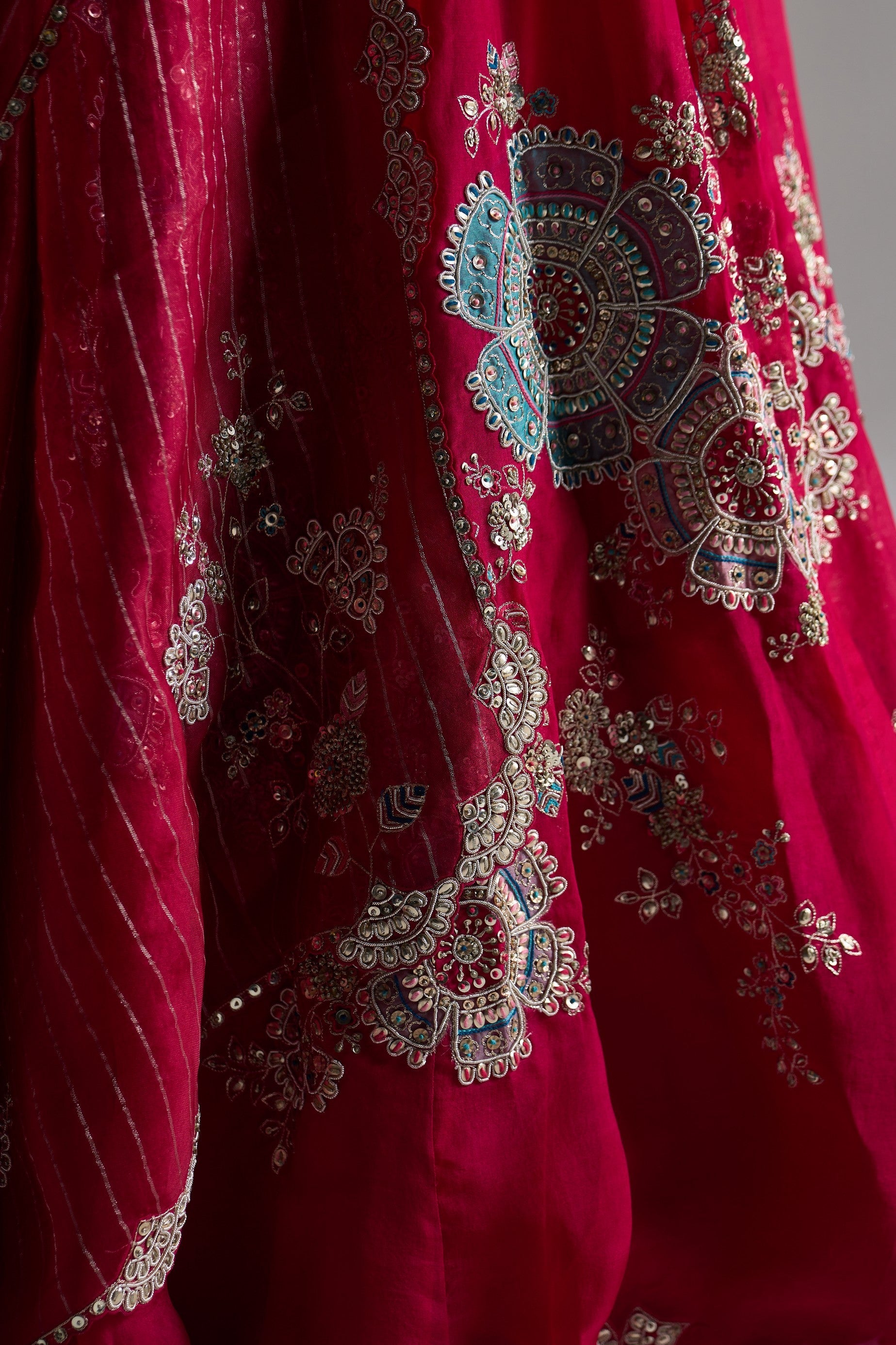 Cut Ruby Embroidered Lehenga Set