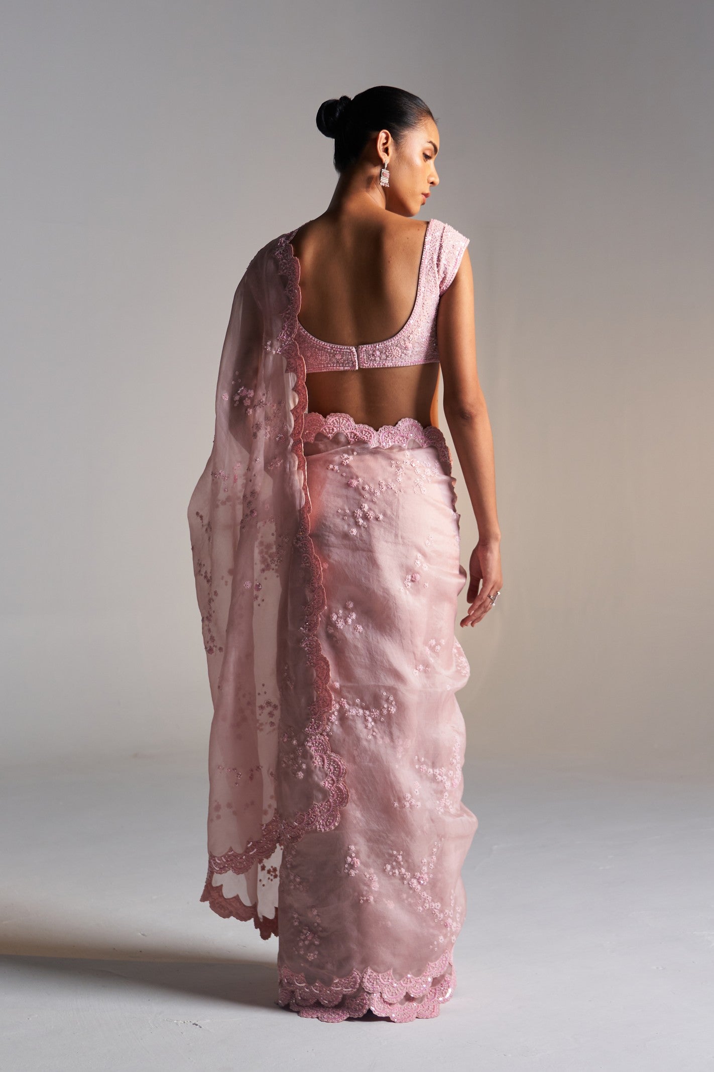 Camellia Pink Organza Saree Set