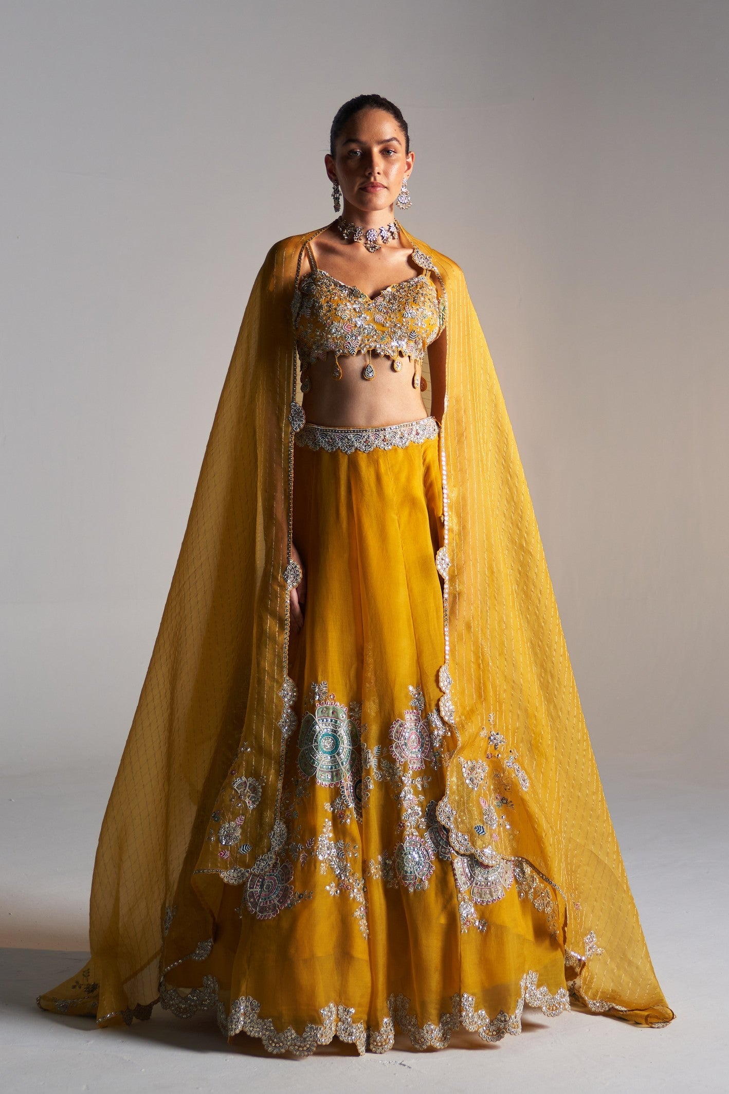 Honey Gold Embroidered Lehenga Set