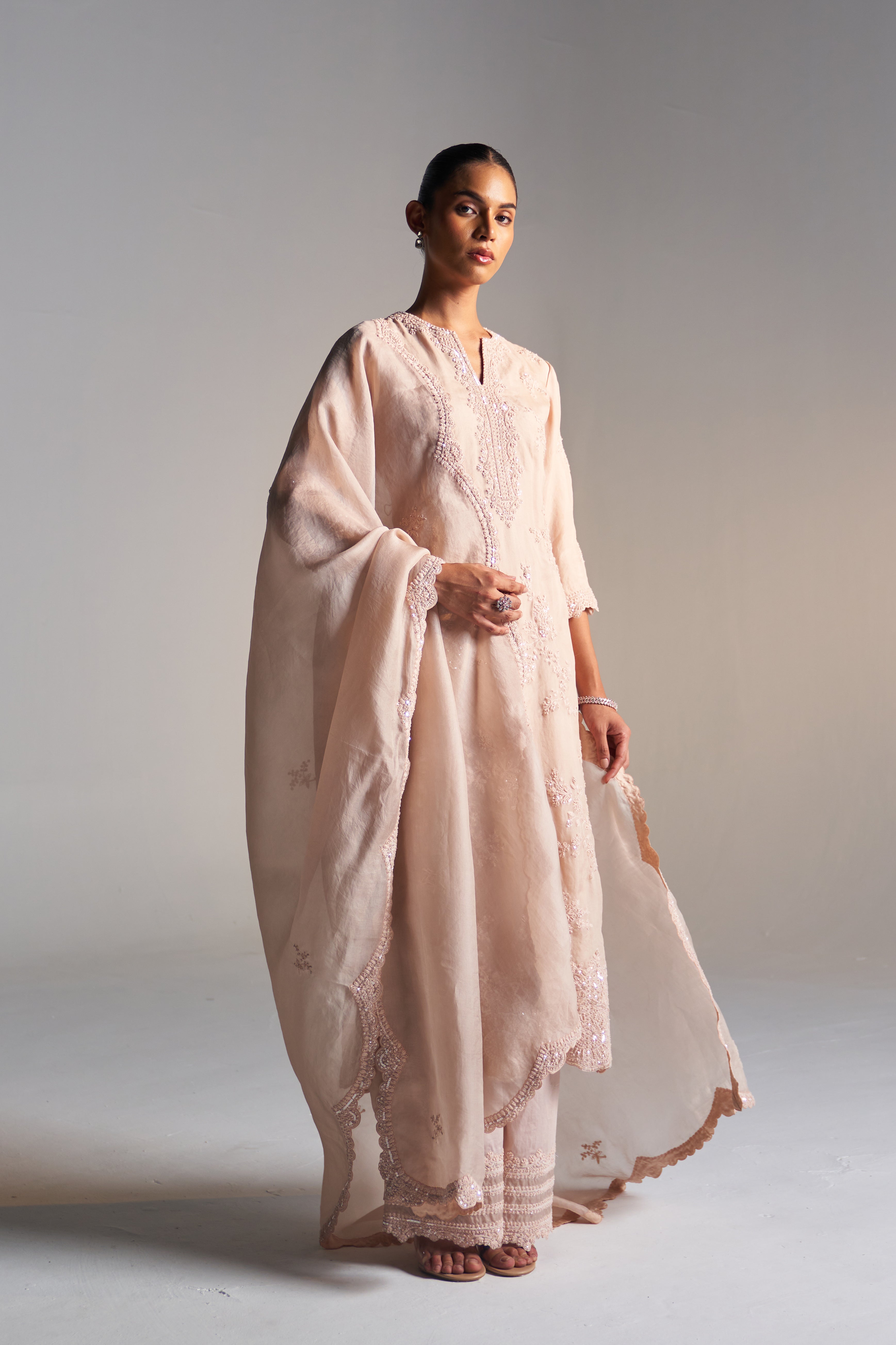 Whispering 
Peach Organza Suit