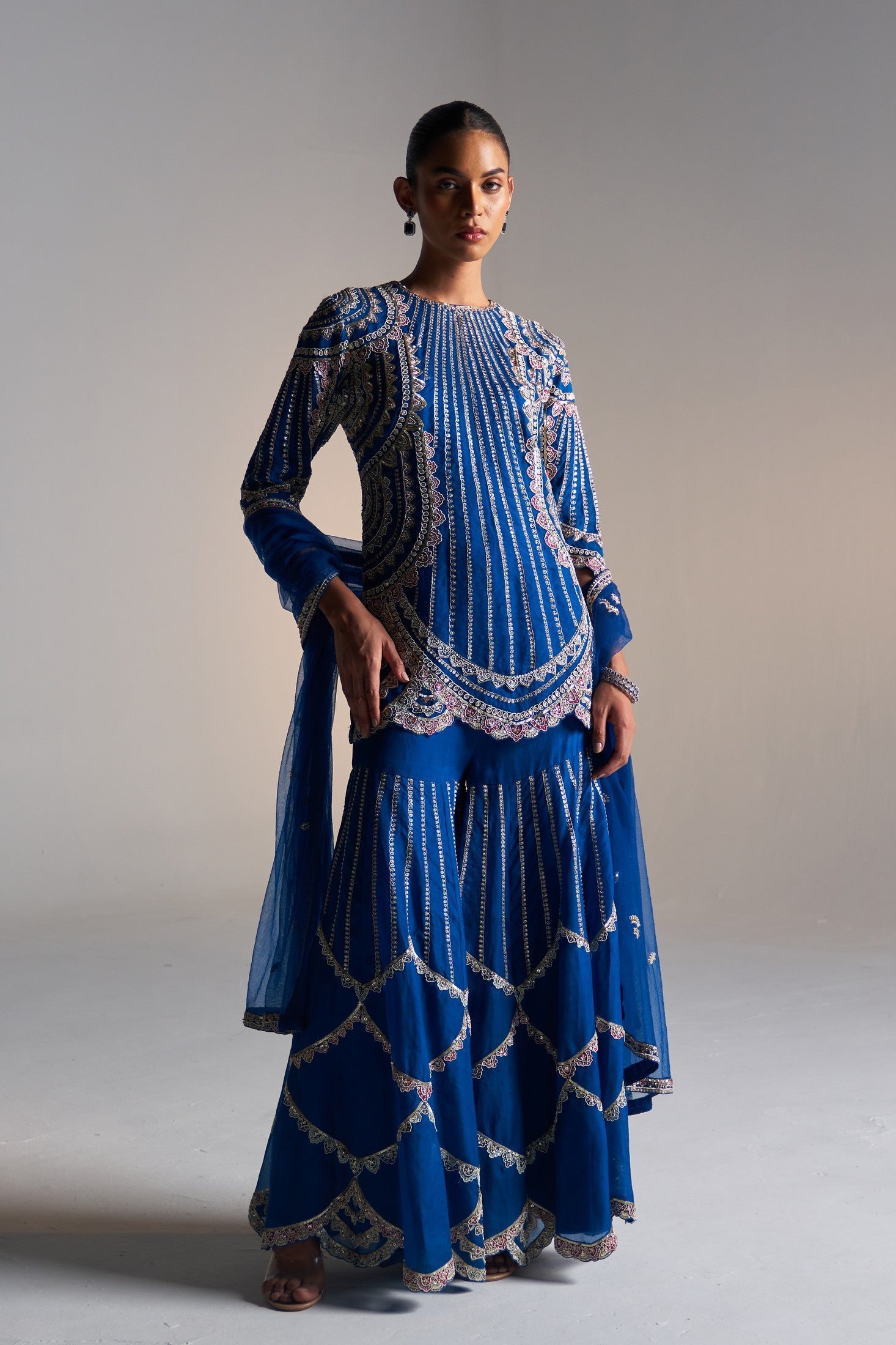 Jade Blue Sharara Set