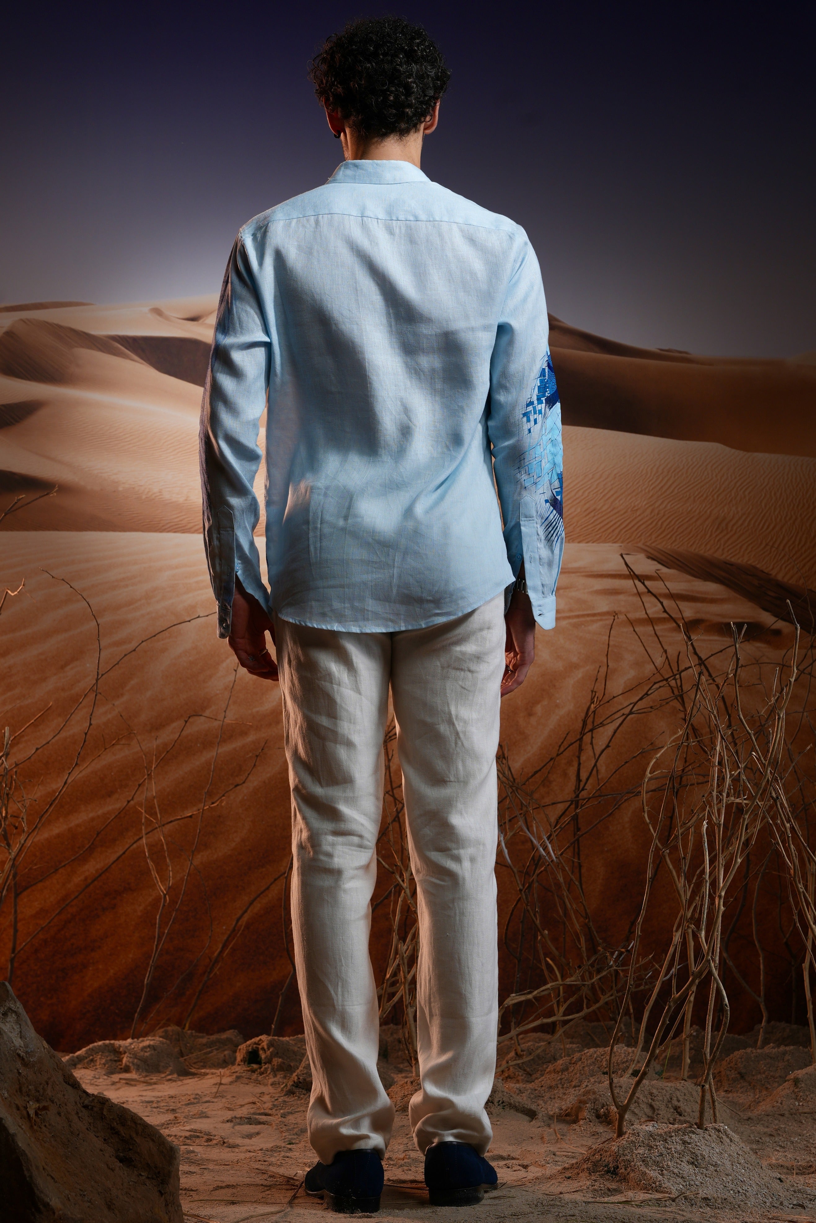 Twilight Dunes Hand-Painted Linen Shirt