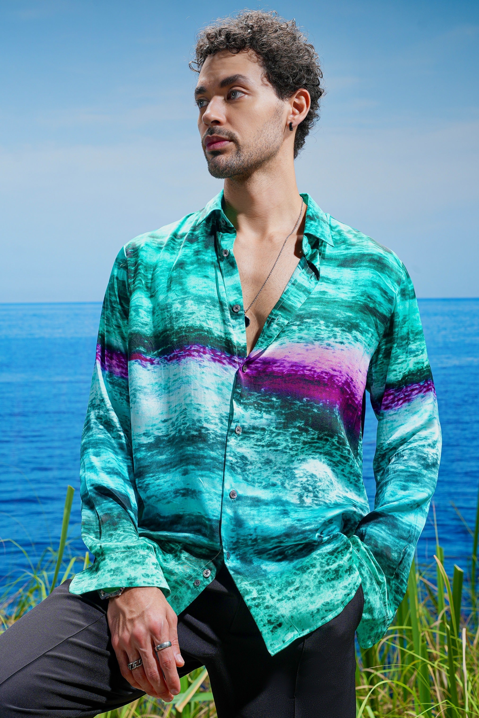 Emerald Abyss Habutai Silk Shirt