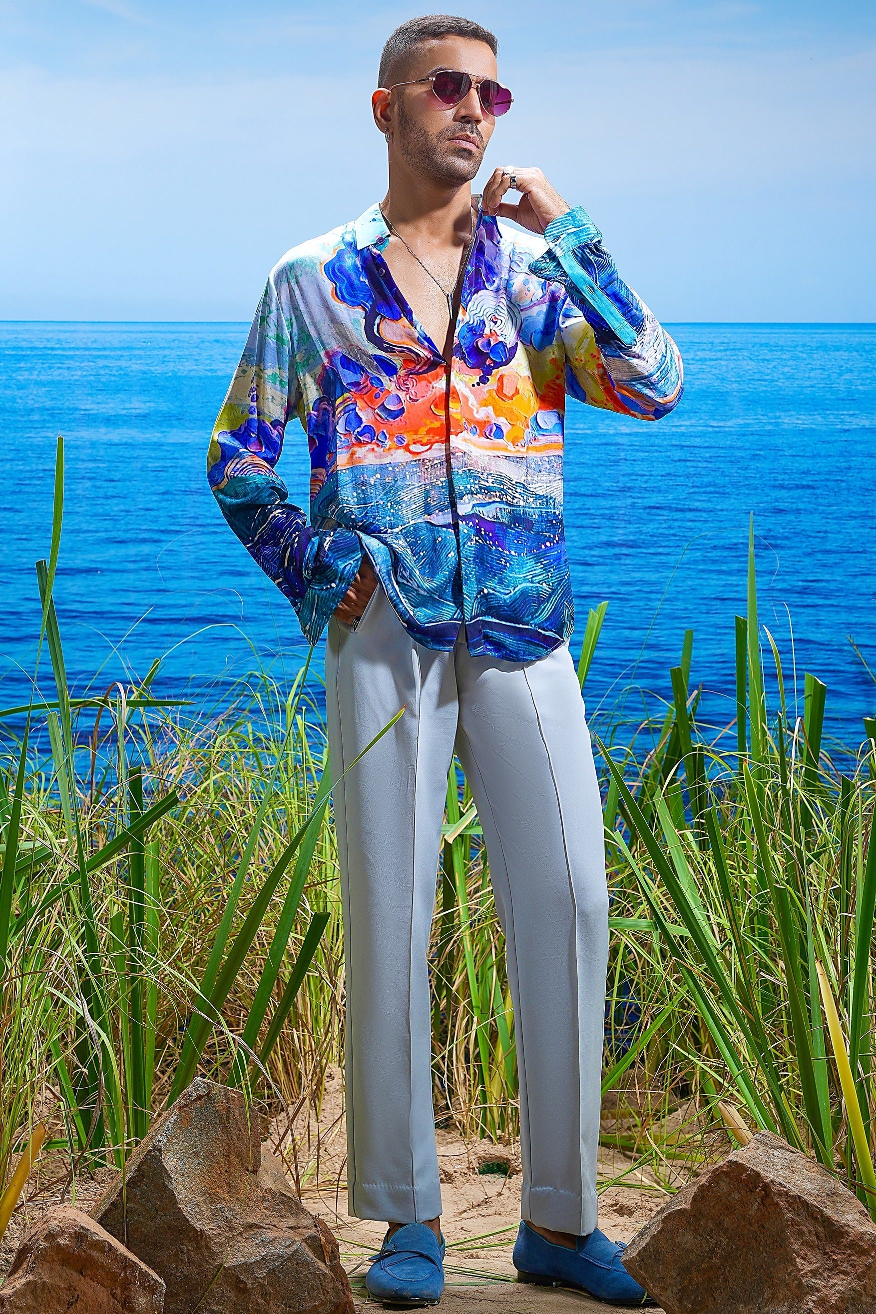 Cosmic Wave Habutai Silk Shirt