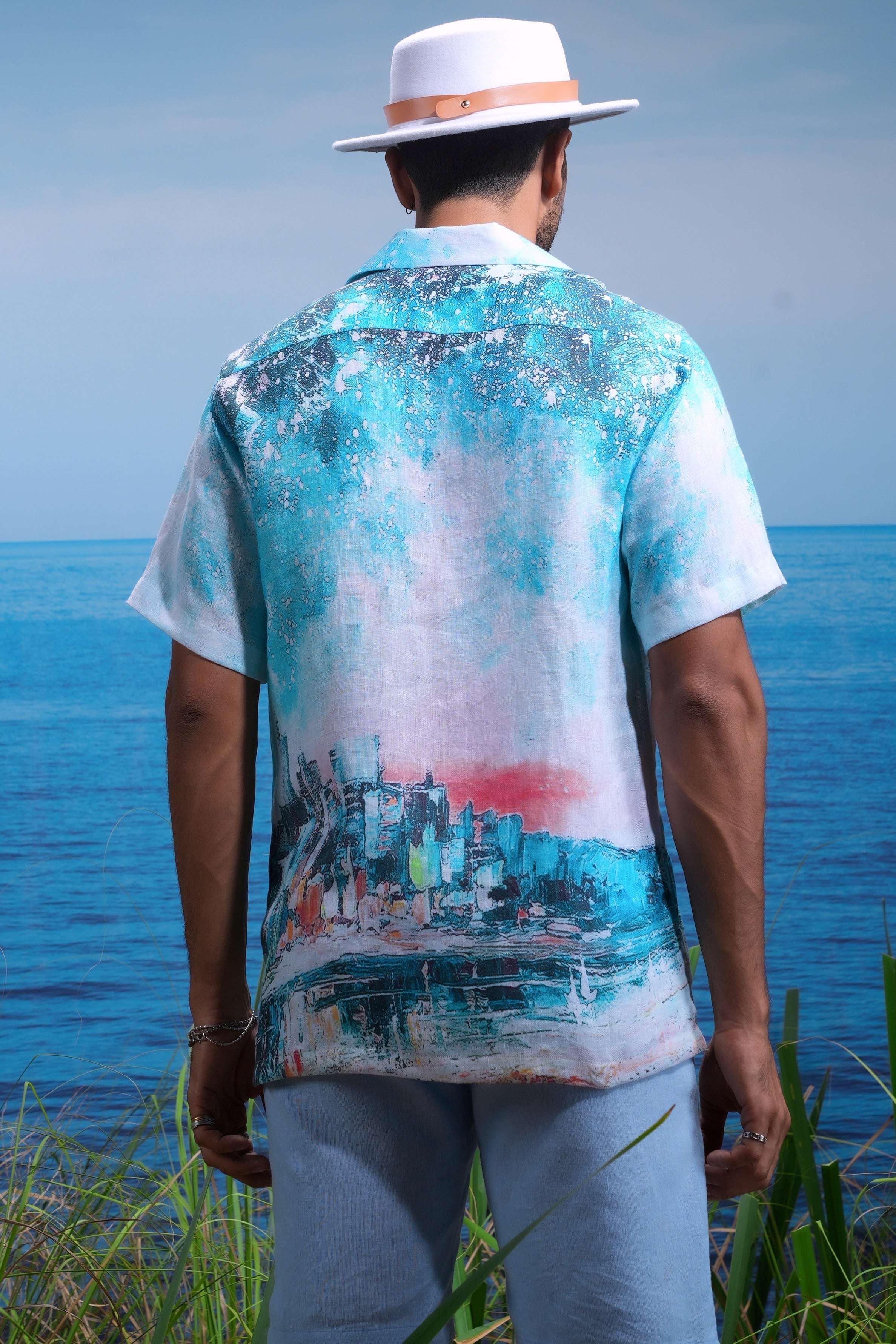 Summer Cityscape Linen Shirt