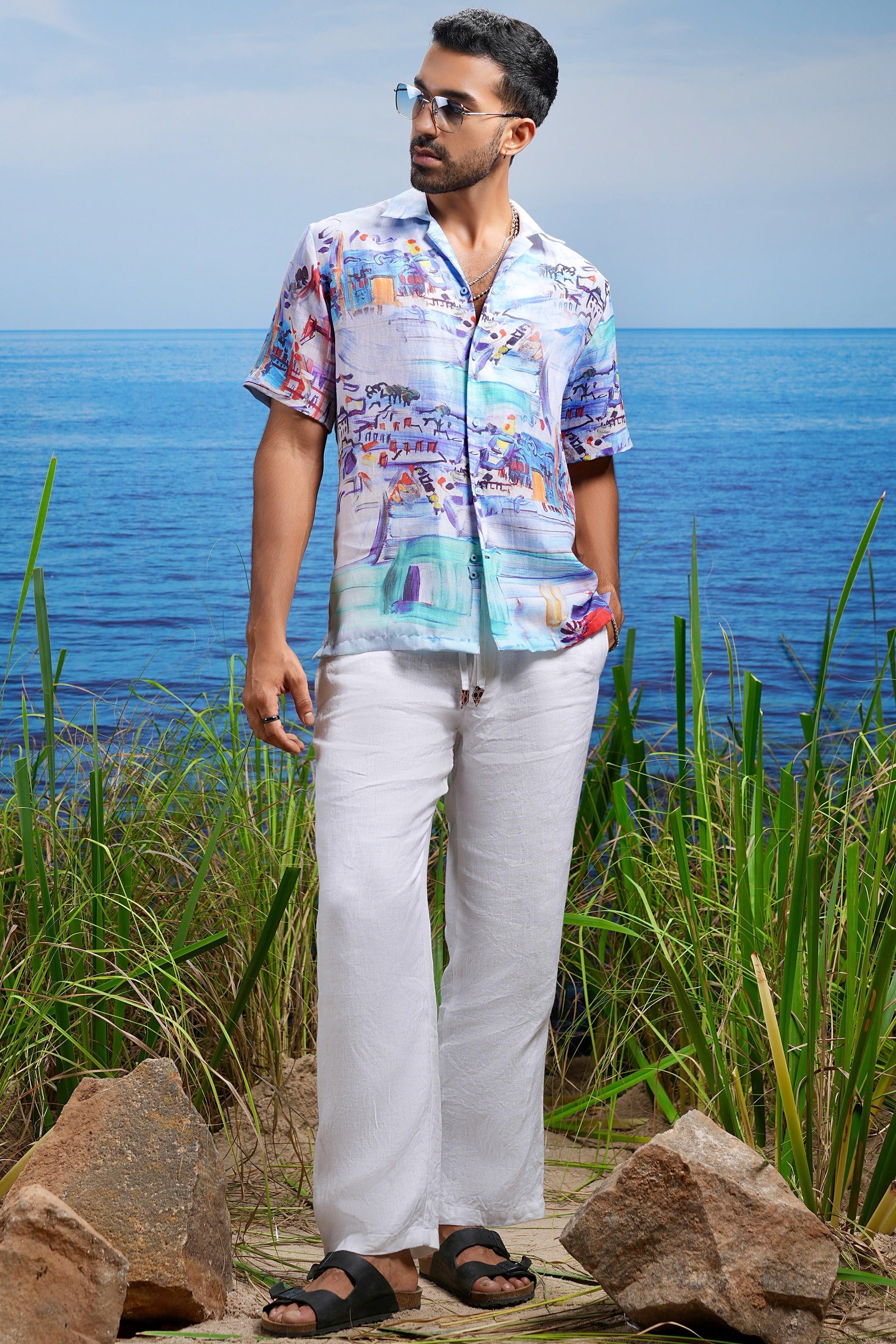 Amalfi Vista Linen Cuban Shirt